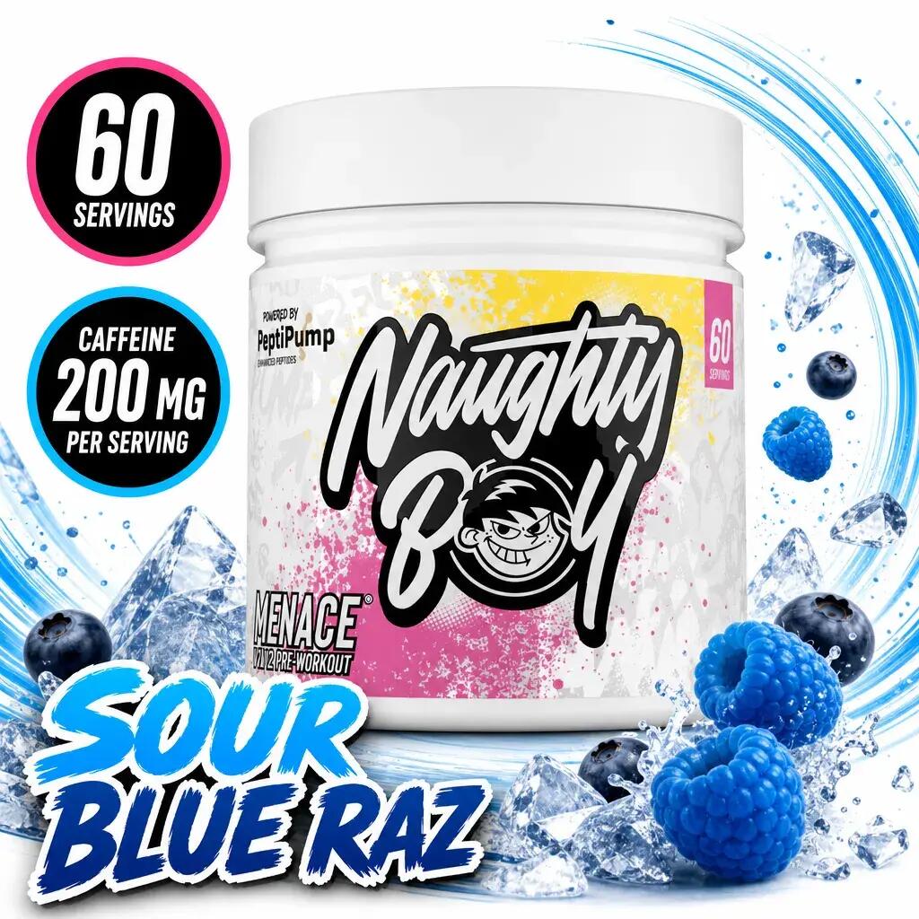 Naughty Boy Menace V2 Pre-Workout 60 Servings Sour Blue Raz