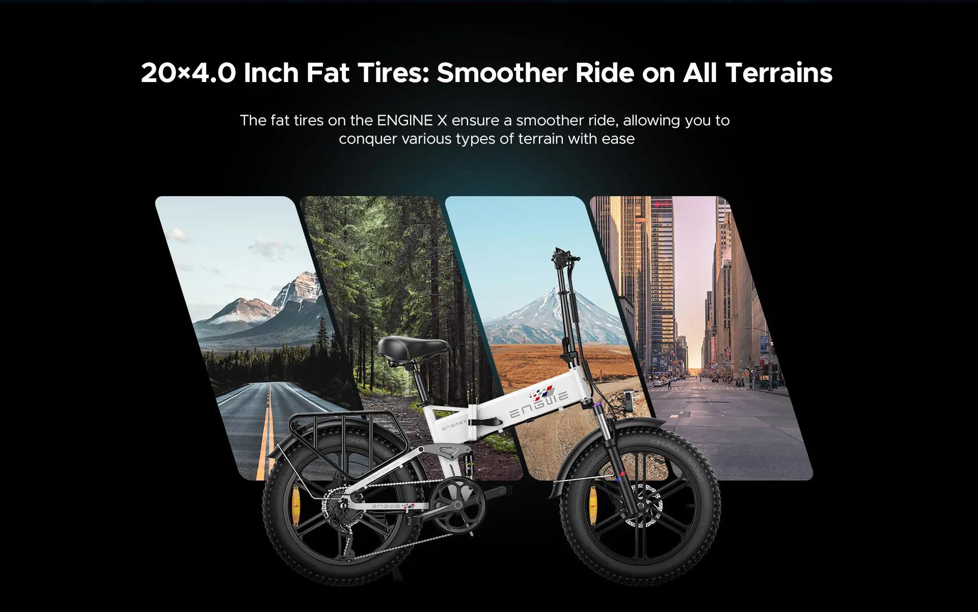 Bicicleta Elétrica Dobrável ENGWE ENGINE X com Pneus Largos 7/10