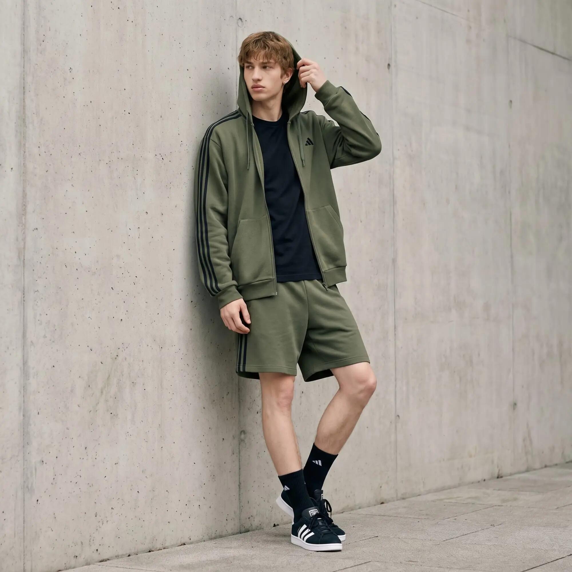 Sweat-shirt à capuche zip intégral French terry 3 bandes Essentials 7/7