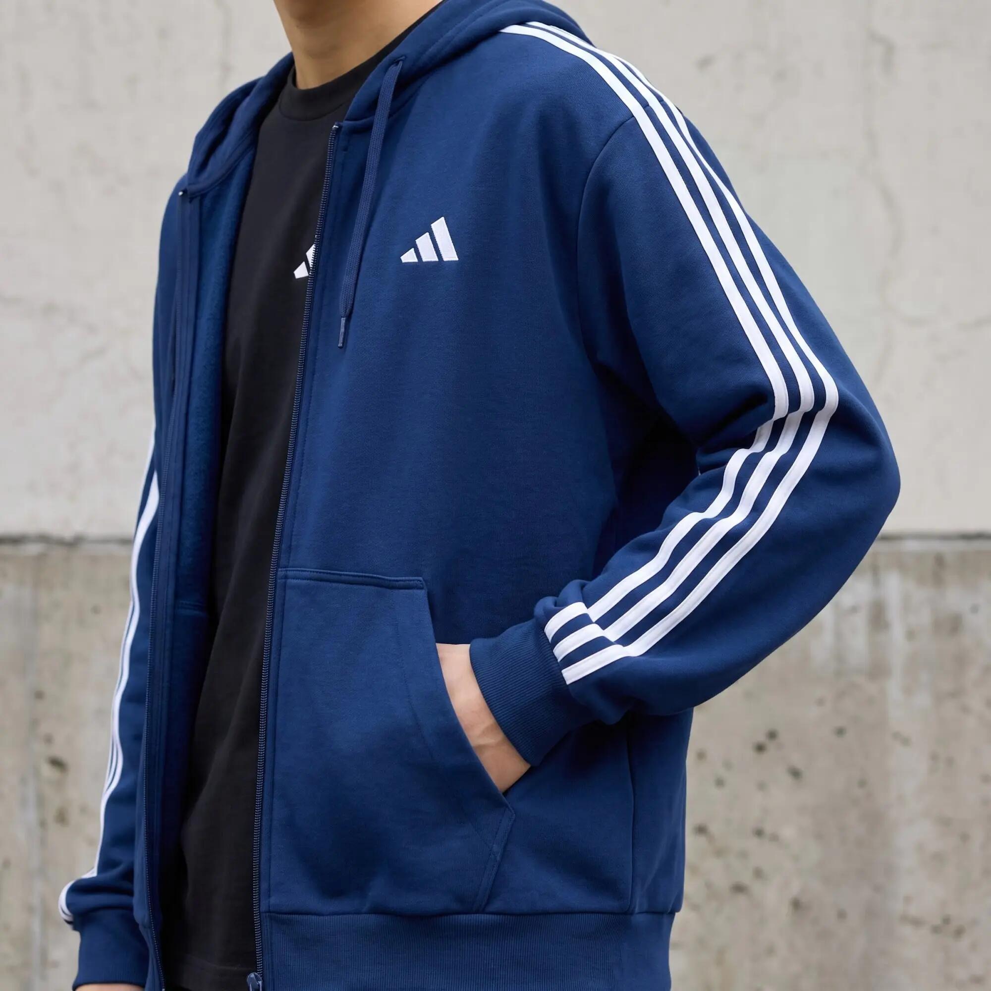 Sweat-shirt à capuche zip intégral French terry 3 bandes Essentials 7/7