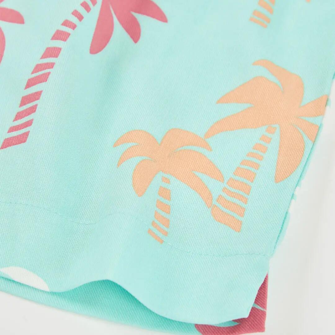 Bermudas de algodón para niño con estampado de palmeras turquesa 4/4