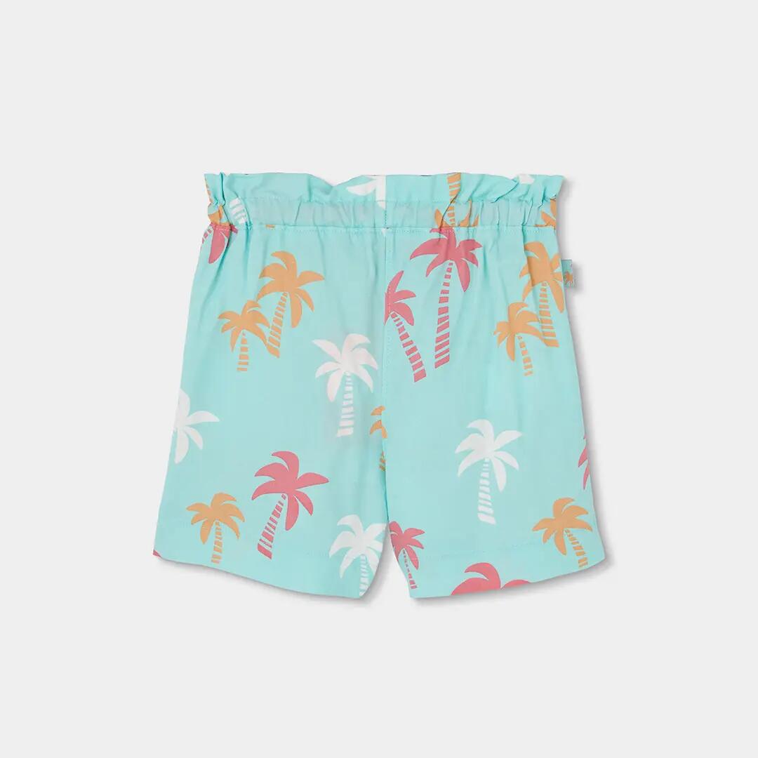 Bermudas de algodón para niño con estampado de palmeras turquesa 2/4