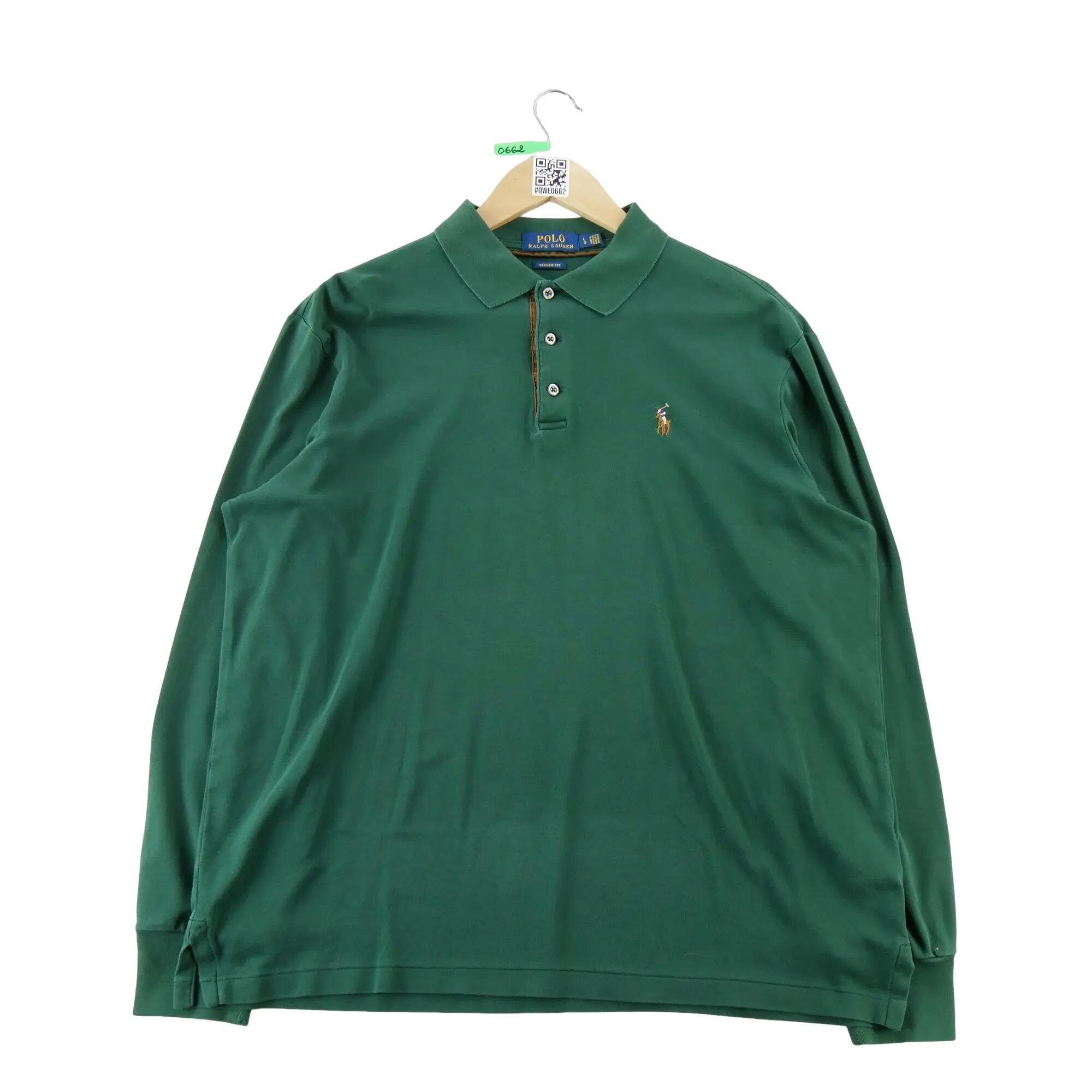 Seconde vie - Polo manches longues Homme Vert - Très bon état 1/5