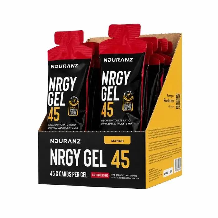 Nrgy Gel 45 Mango Koffein Kohlenhydrate Triathlon Laufen Rad Nduranz 16 x 75 g 9/10