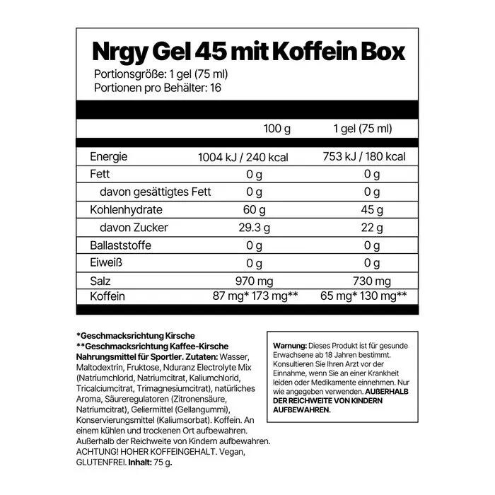 Nrgy Gel 45 Mango Koffein Kohlenhydrate Triathlon Laufen Rad Nduranz 16 x 75 g 2/10
