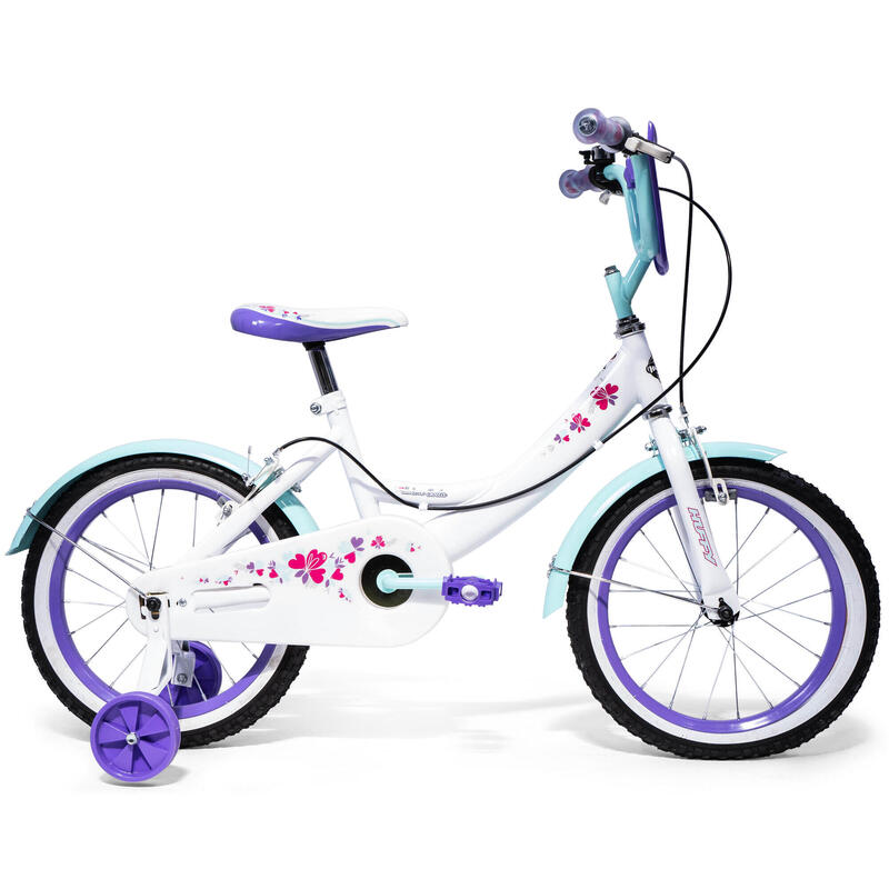 Huffy 16 Inch Meisjesfiets 5-7 jaar Wit en Paars Kinderfiets - Creme Soda