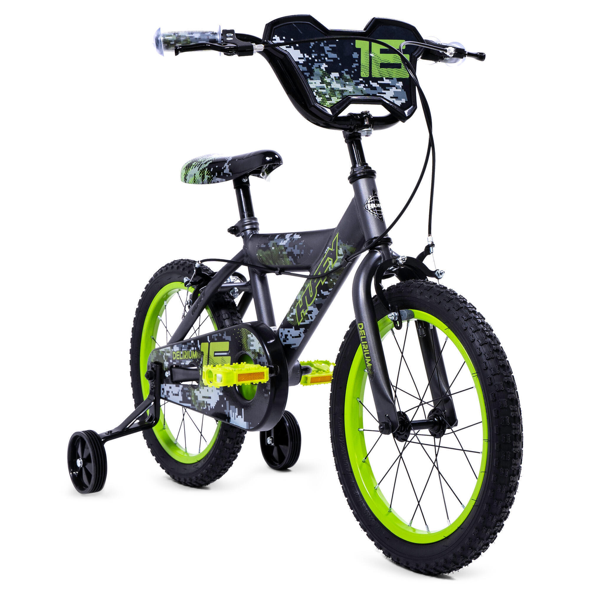 Huffy Delirium 16" BMX Style Bike Grey and Green For Kids 5-7yrs 2/7