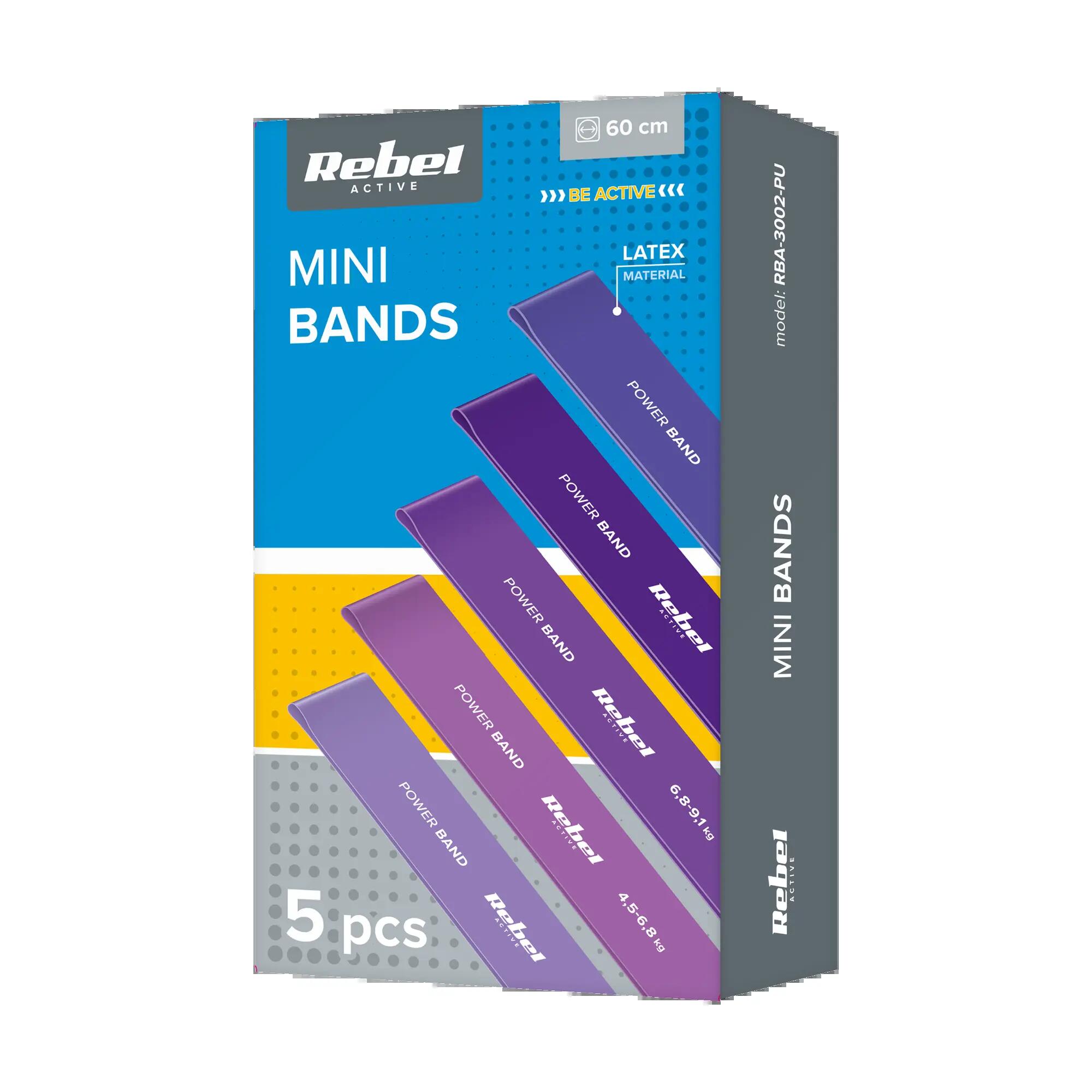 Zestaw 5 gum taśm do ćwiczeń treningu rehabilitacyjna fitness band Rebel 6/7