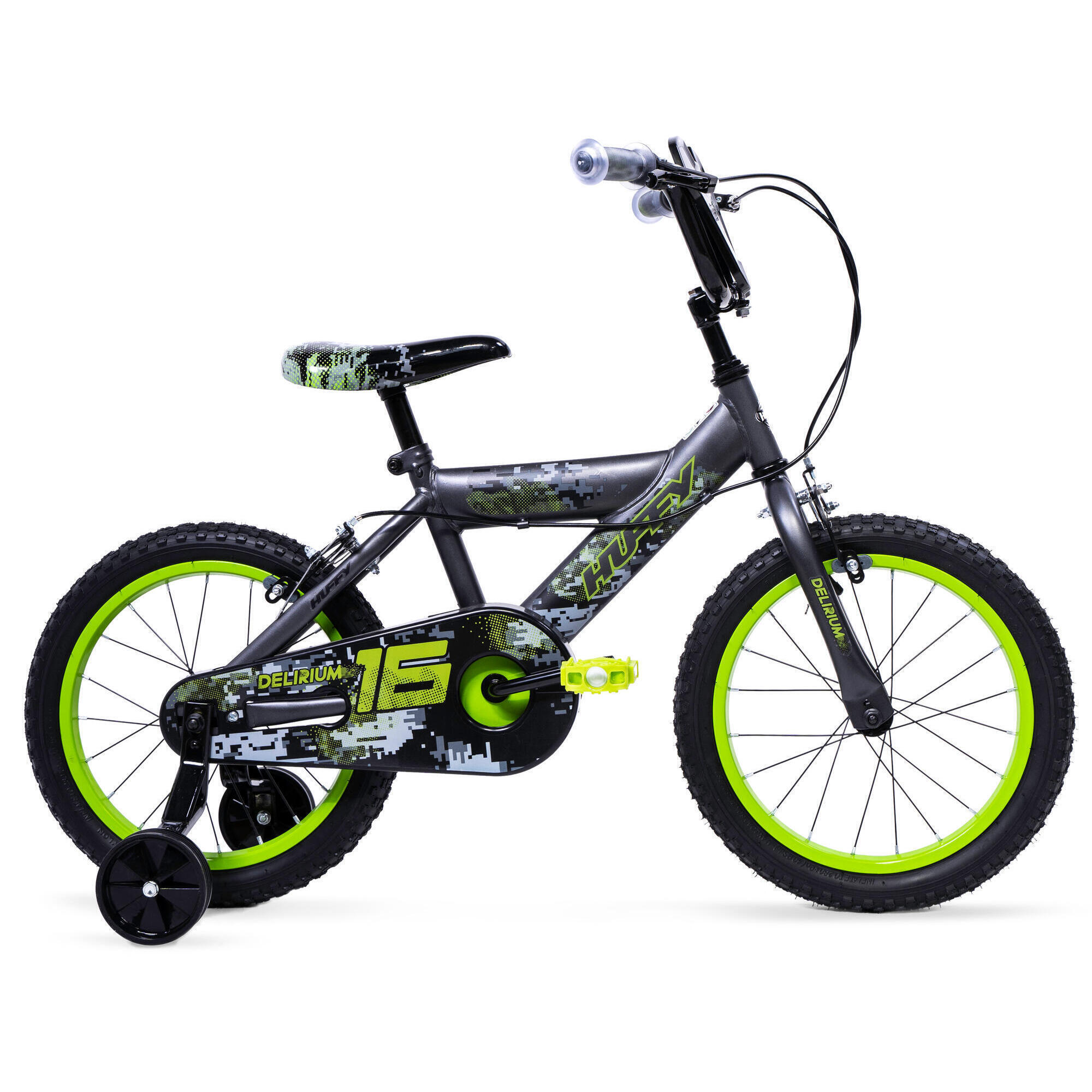 Huffy Delirium 16" BMX Style Bike Grey and Green For Kids 5-7yrs 1/7