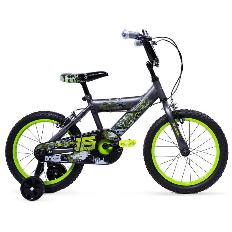 Huffy Delirium 16" BMX Style Bike Grey and Green For Kids 5-7yrs