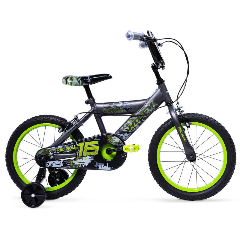 Huffy Delirium 16in BMX-stijl fiets grijs en groen 5-7jr