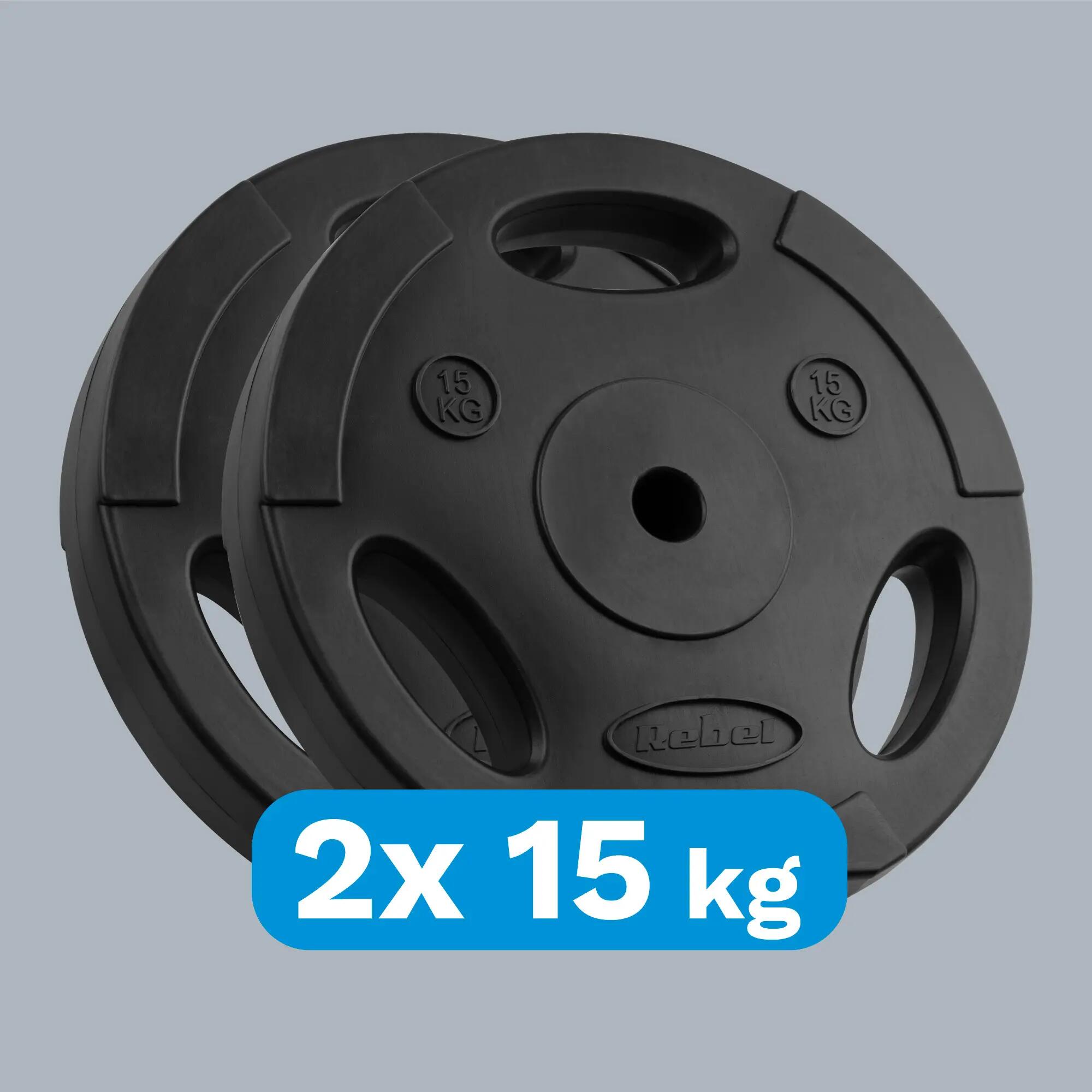 Bituminöse Gewichte Satz 2x15kg 30kg Loch 31mm Platte Griffe REBEL 5/7