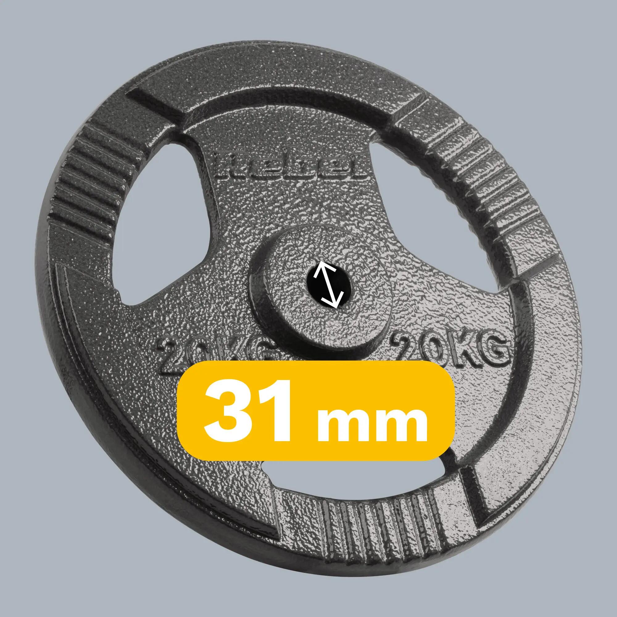 Obciążenie żeliwne 20kg otwór 31mm talerz z uchwytami REBEL ACTIVE 7/7