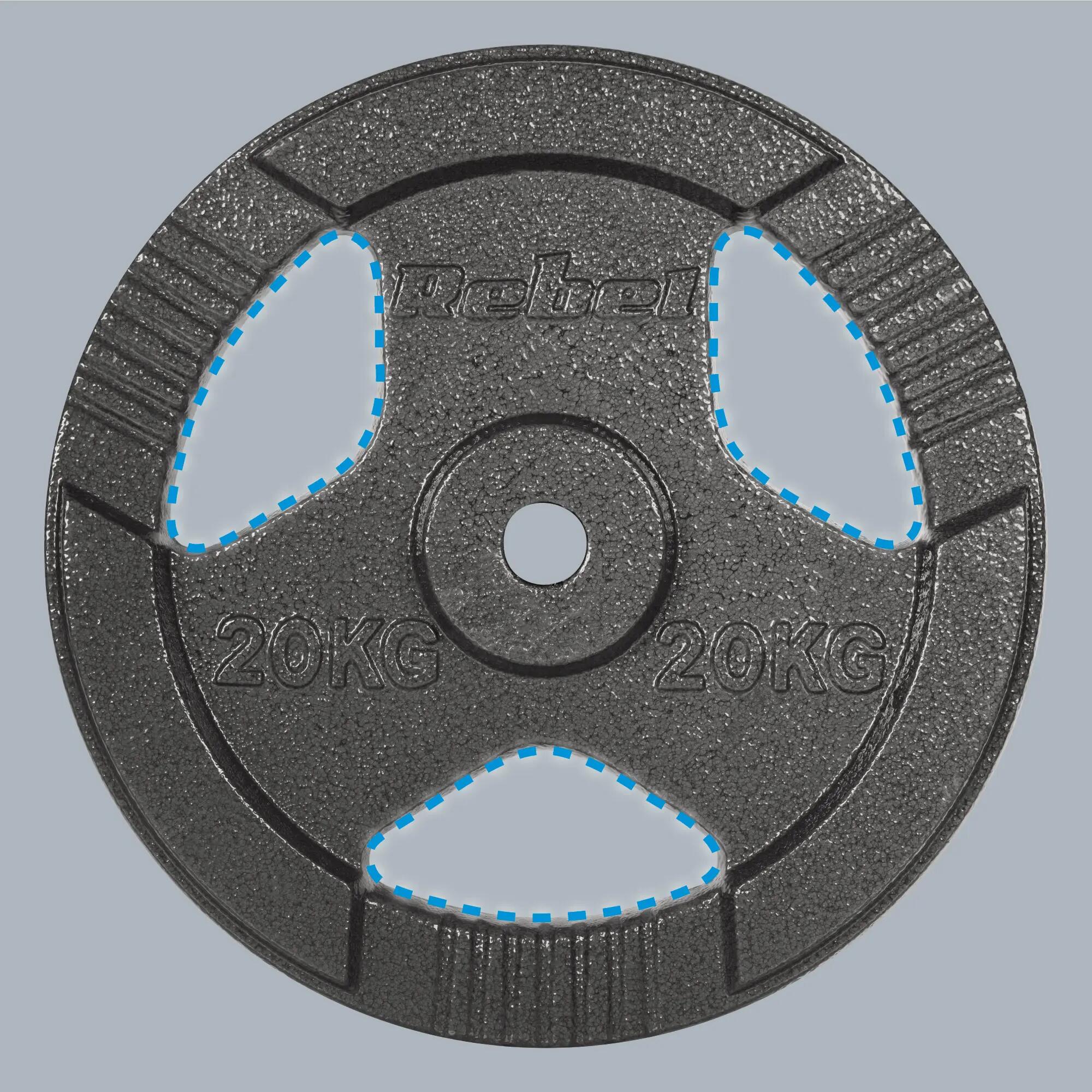 Obciążenie żeliwne 20kg otwór 31mm talerz z uchwytami REBEL ACTIVE 6/7