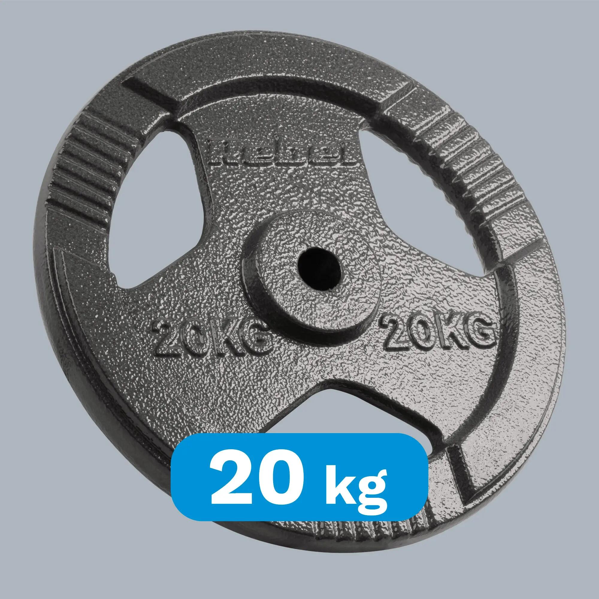 Obciążenie żeliwne 20kg otwór 31mm talerz z uchwytami REBEL ACTIVE 4/7