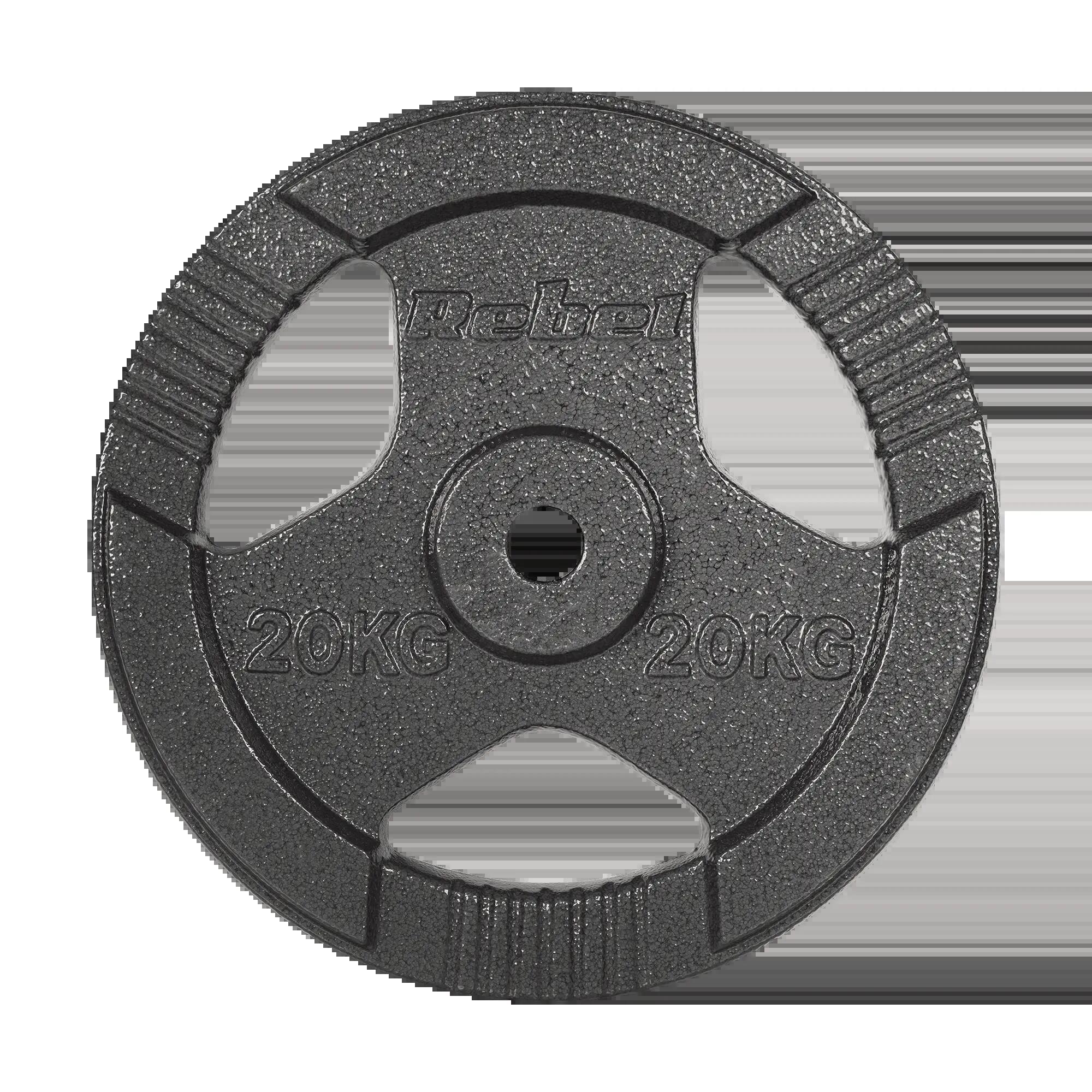 Obciążenie żeliwne 20kg otwór 31mm talerz z uchwytami REBEL ACTIVE