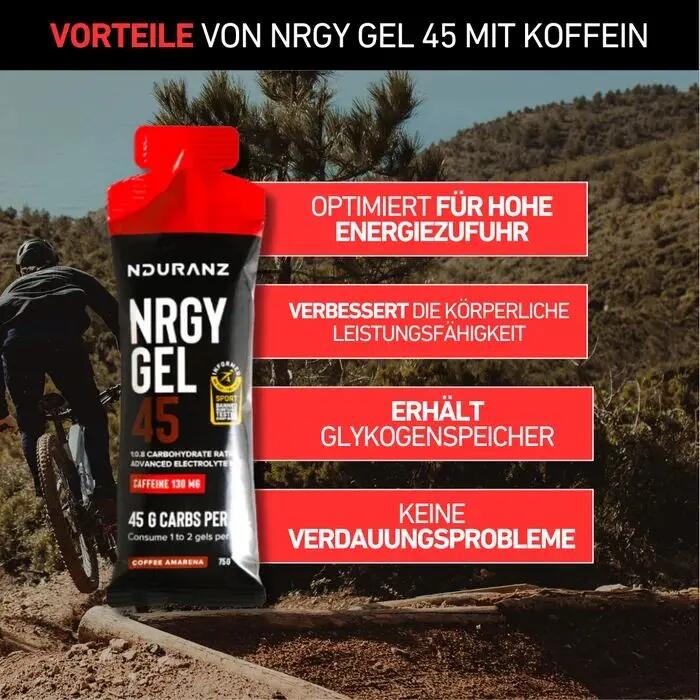 Nrgy Gel 45 Cherry Koffein Kohlenhydrate Triathlon Laufen Rad Nduranz 16  x 75 g 8/10