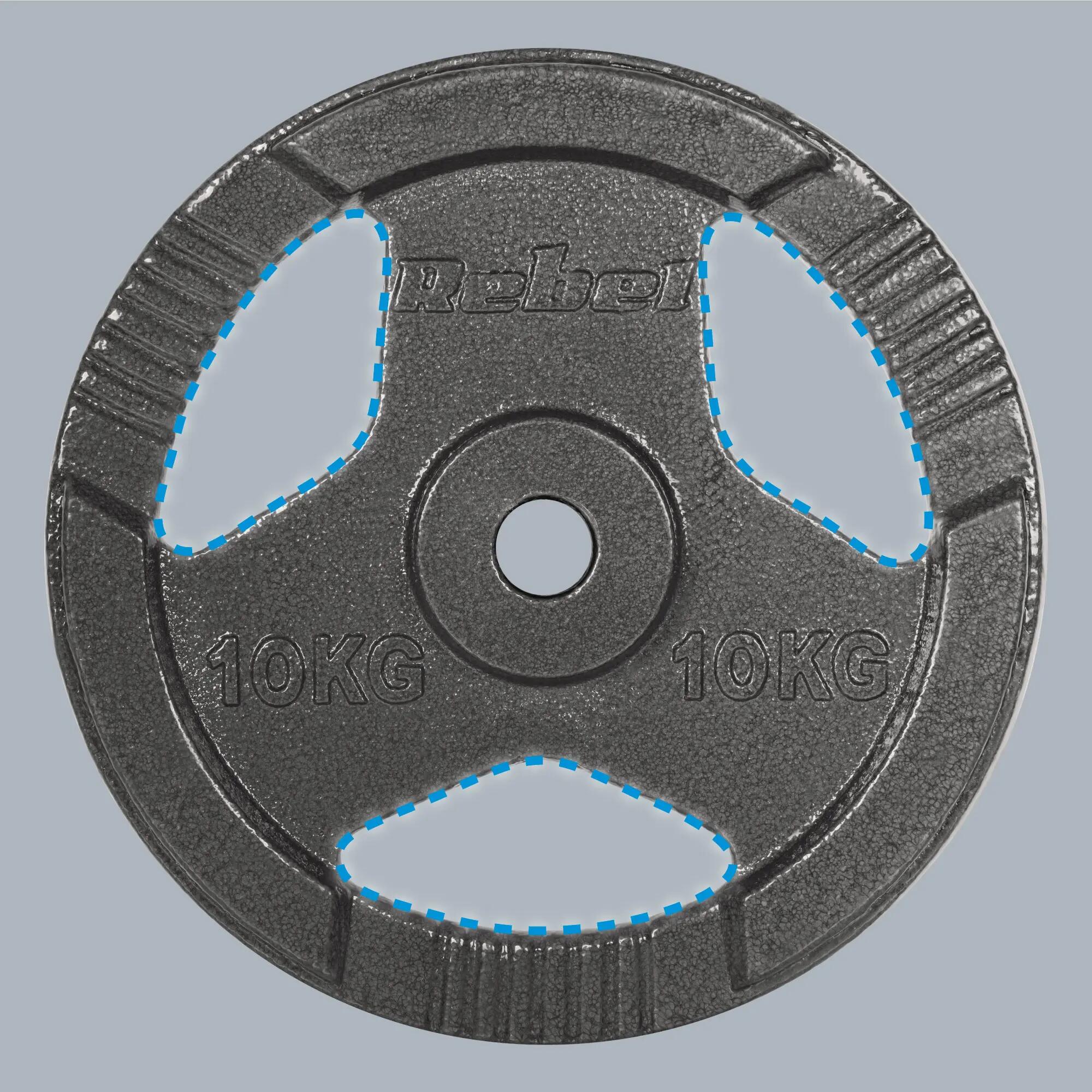 Obciążenie żeliwne zestaw 2x10kg 20kg otwór 31mm talerz z uchwytami Rebel 7/7