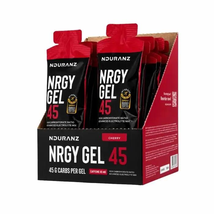 Nrgy Gel 45 Cherry Koffein Kohlenhydrate Triathlon Laufen Rad Nduranz 16  x 75 g 10/10