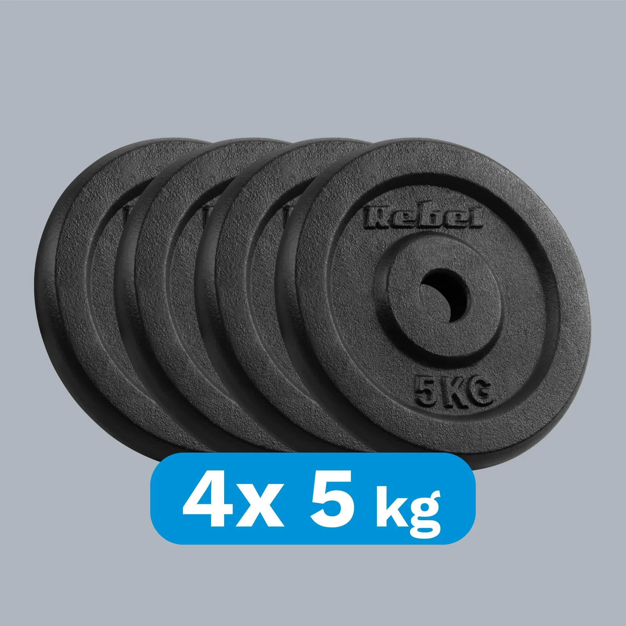 Gusseisen Gewicht Set 4x5kg 20kg Loch 31mm Platte classic Rebel 5/7