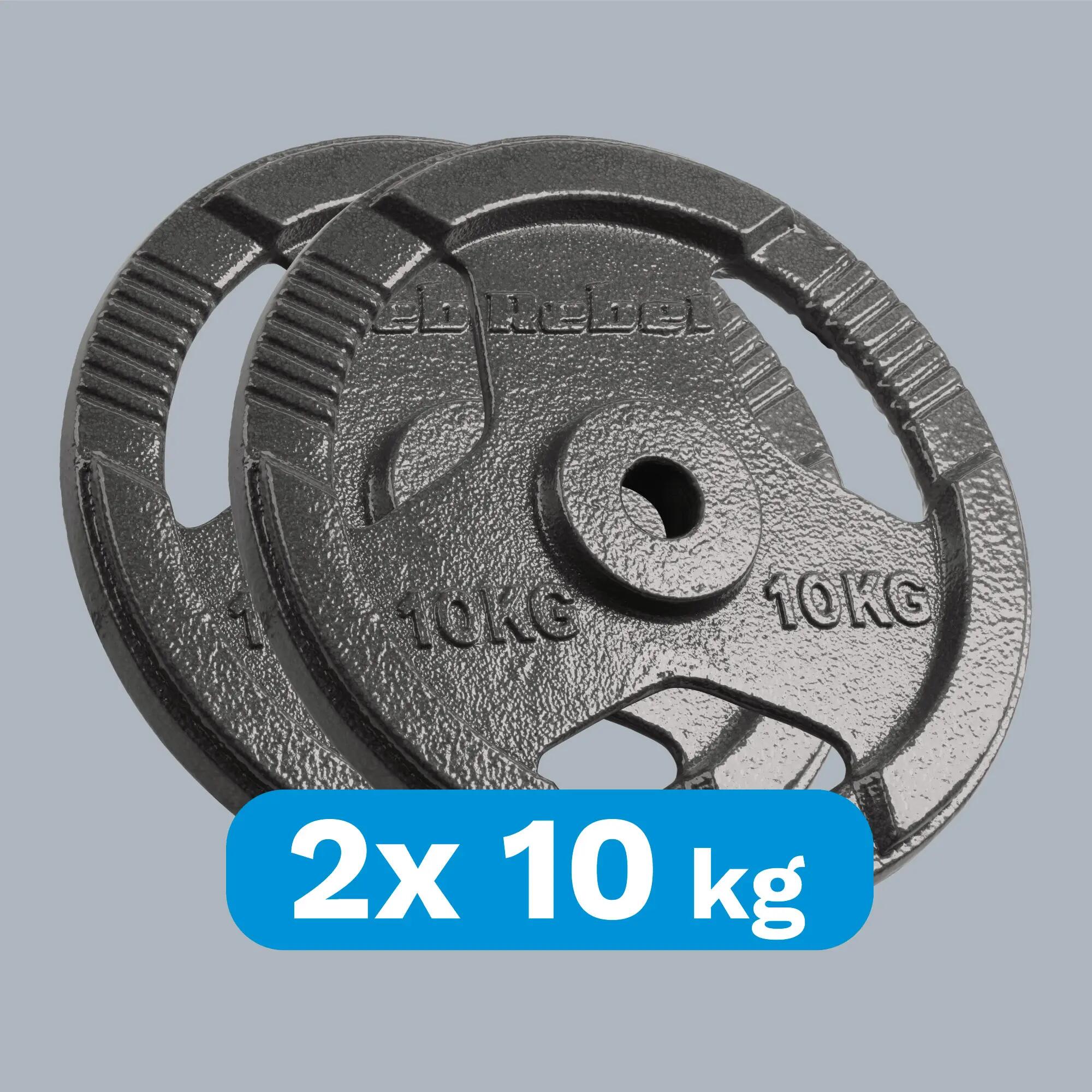 Obciążenie żeliwne zestaw 2x10kg 20kg otwór 31mm talerz z uchwytami Rebel 5/7