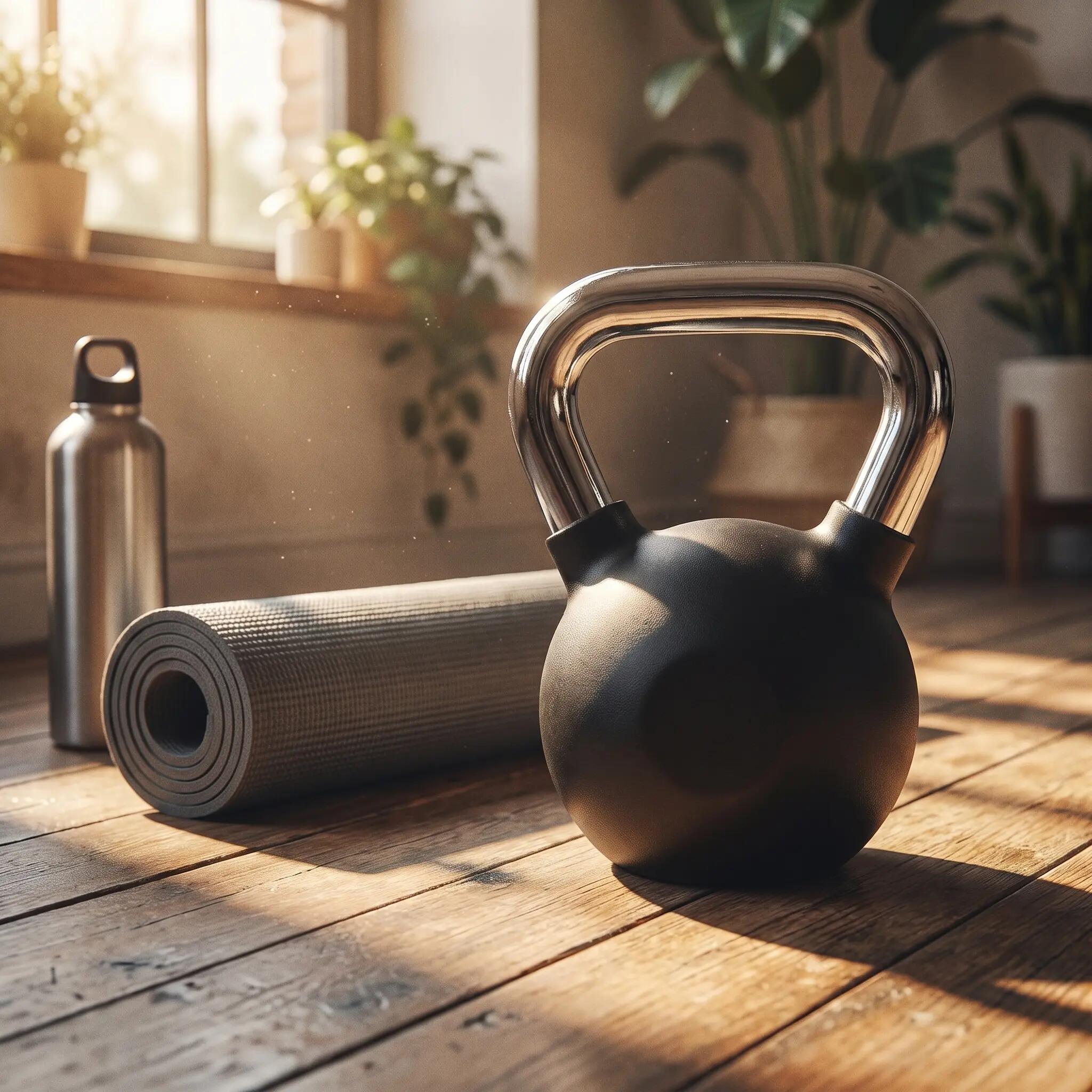 Kettlebell Krafttraining Gusseisen gummiert verchromter Griff 4 kg 5/10