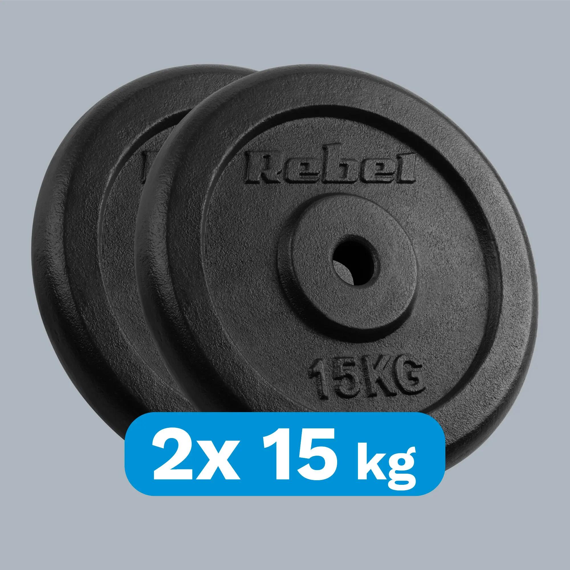 Obciążenie żeliwne zestaw 2x15kg 30kg otwór 31mm talerz klasyczny REBEL 5/7