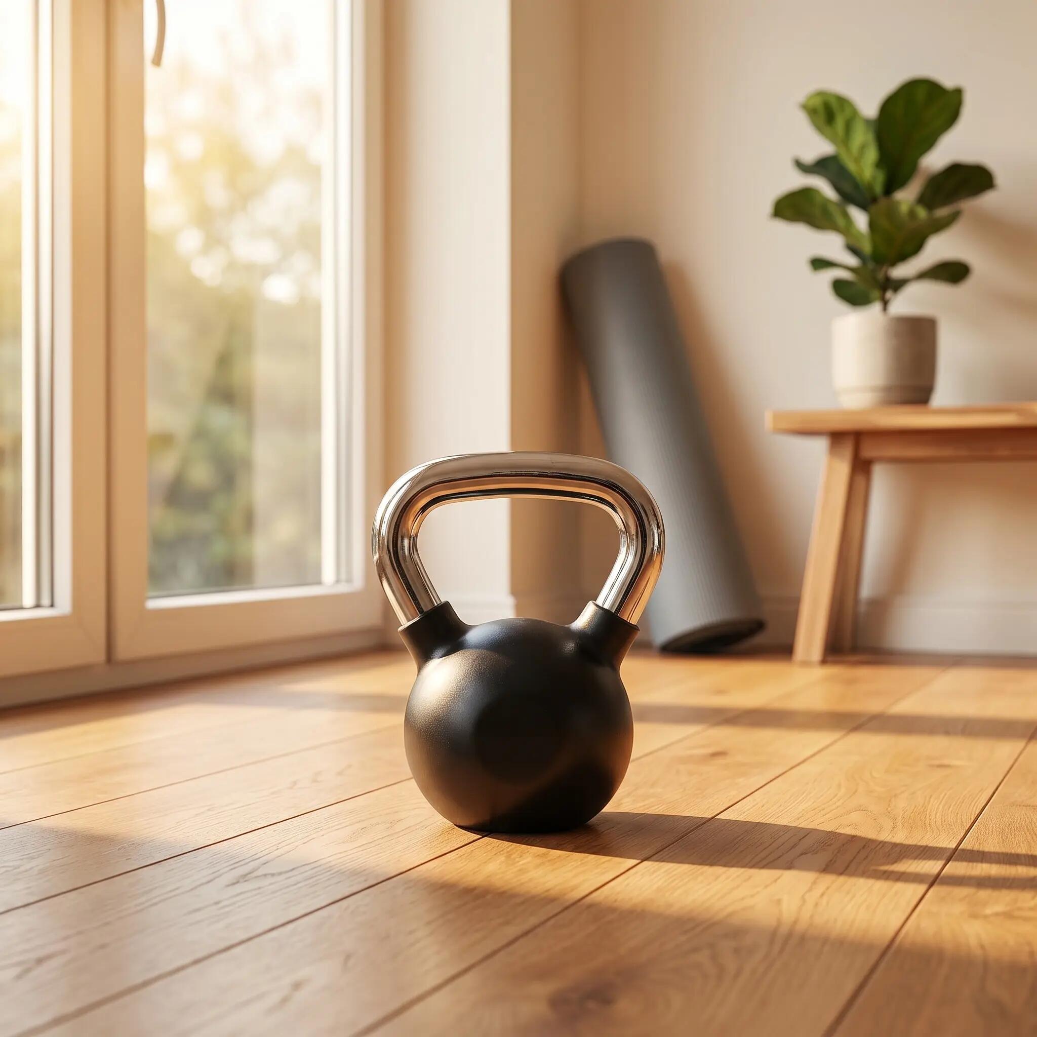 Kettlebell Krafttraining Gusseisen gummiert verchromter Griff 4 kg 4/10