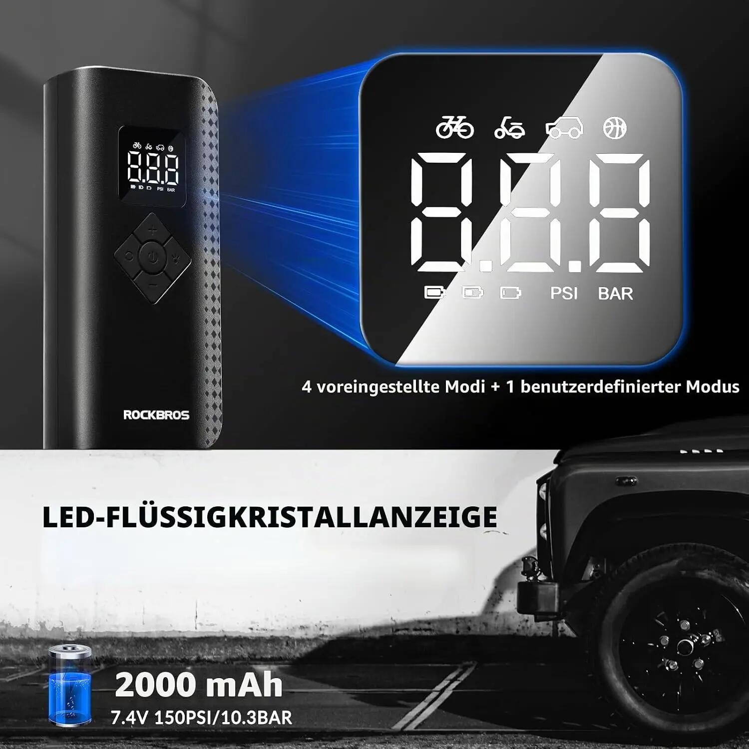 Elektrische Minipumpe 150PSI 2000mAh mit Digitaldisplay 3/8