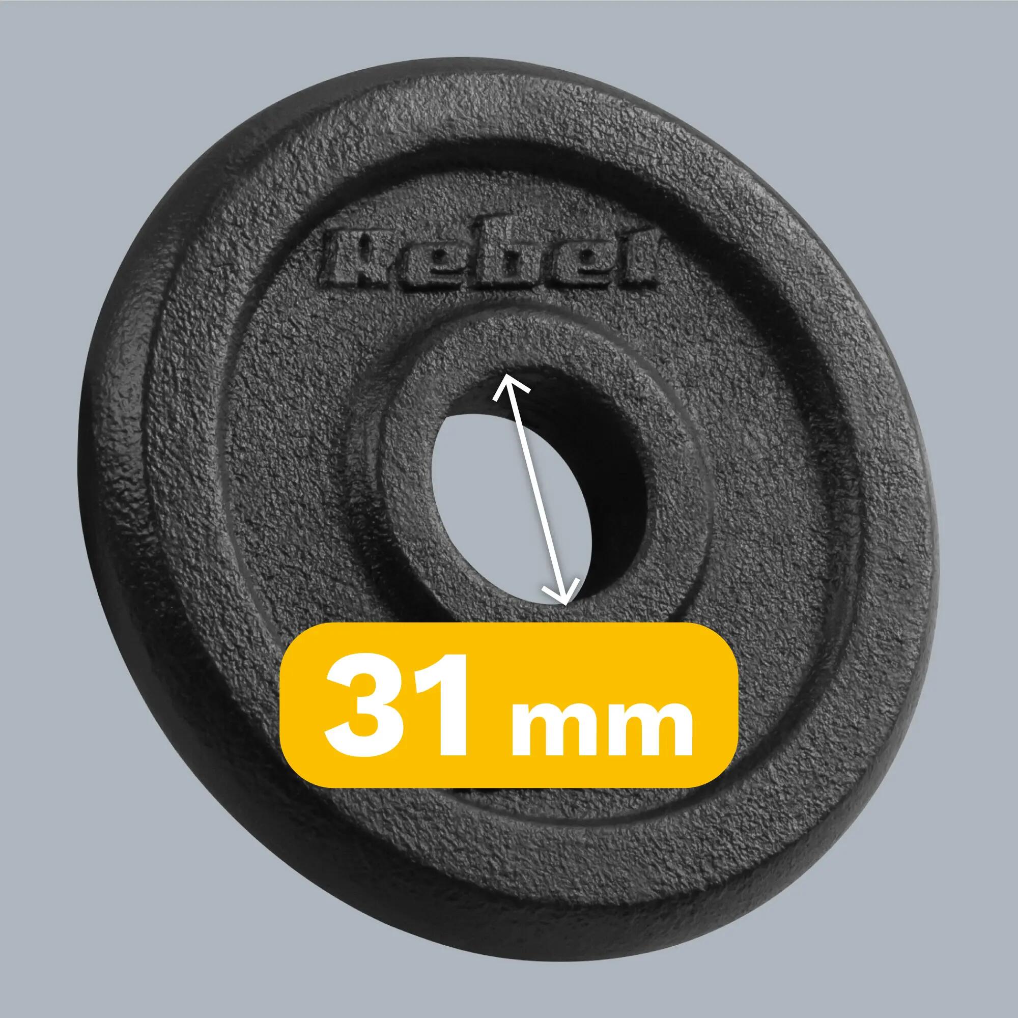 Obciążenie żeliwne zestaw 4x1.25kg 5KG otwór 31mm talerz klasyczny Rebel 7/7