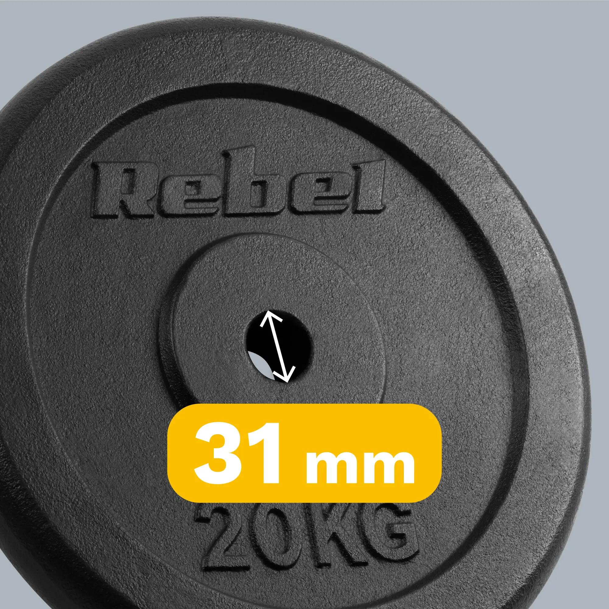 Obciążenie żeliwne 20kg otwór 31mm talerz klasyczny REBEL ACTIVE 6/6