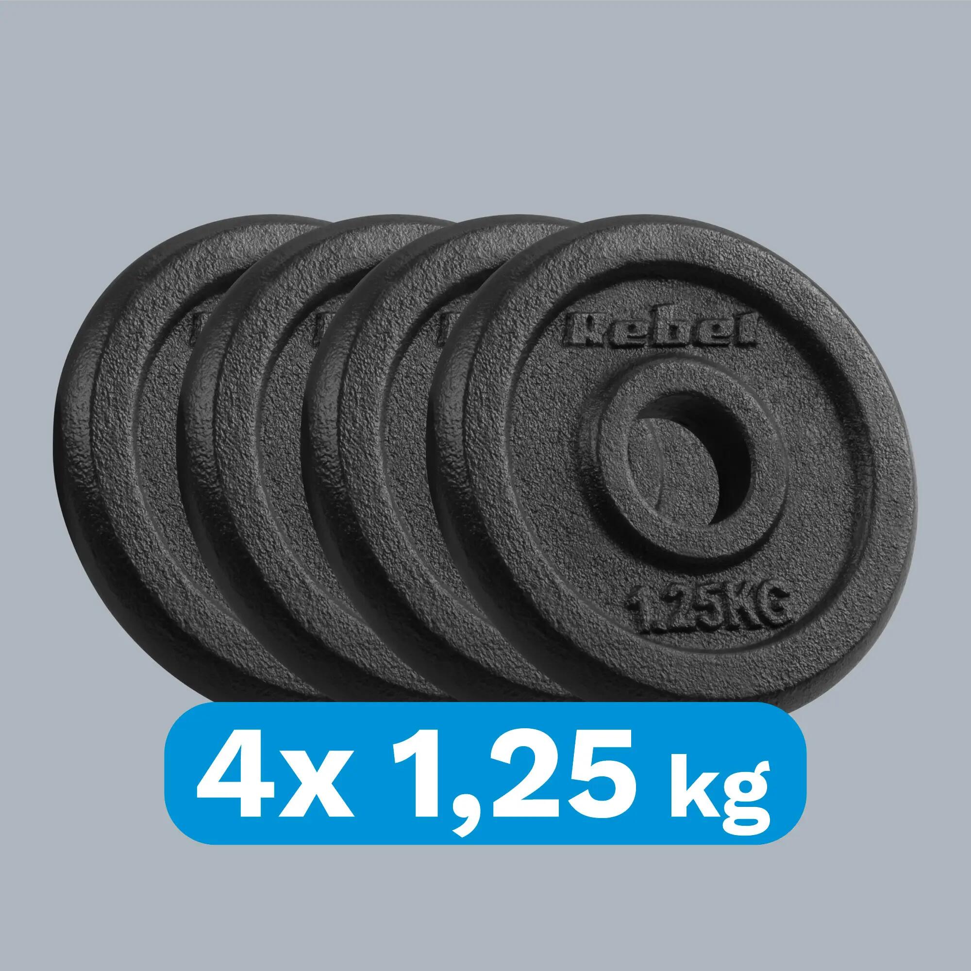 Obciążenie żeliwne zestaw 4x1.25kg 5KG otwór 31mm talerz klasyczny Rebel 5/7