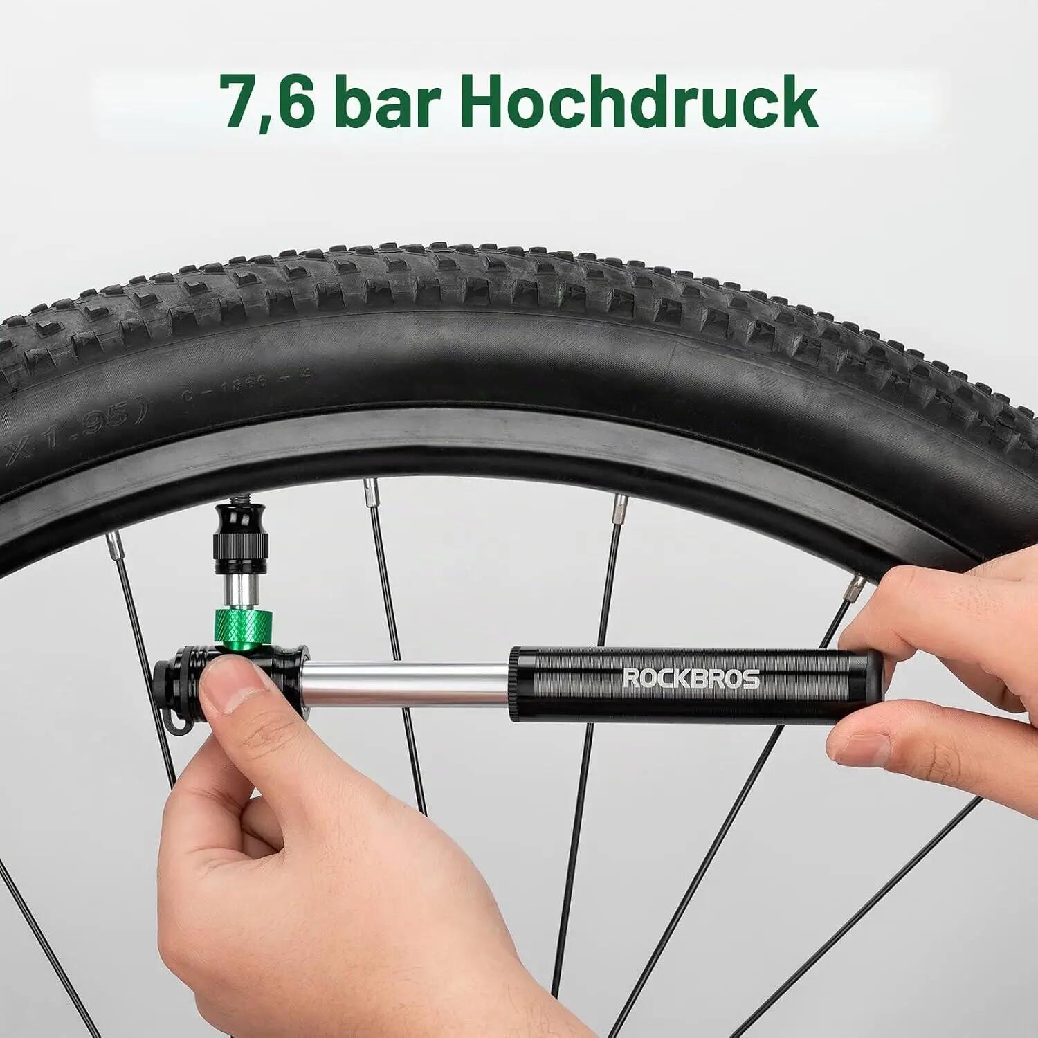 Fahrrad-Minipumpe Aluminium 110PSI für Presta & Schrader Ventile 7/7