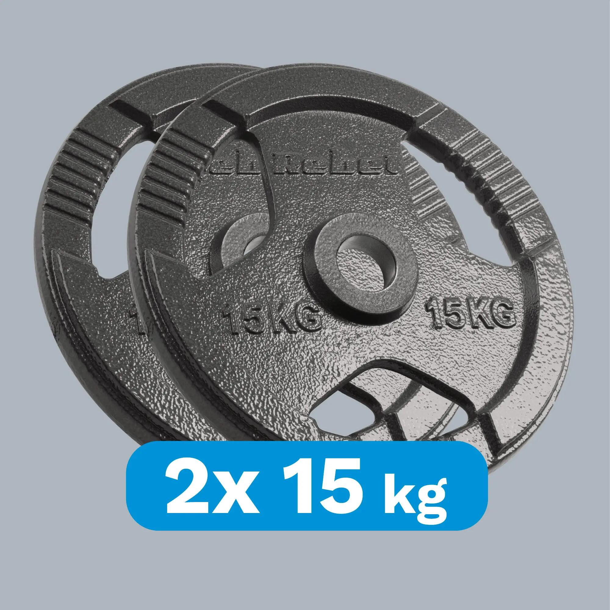 Obciążenie żeliwne olimpijskie zestaw 2x15kg otwór 51mm talerze Rebel 5/7