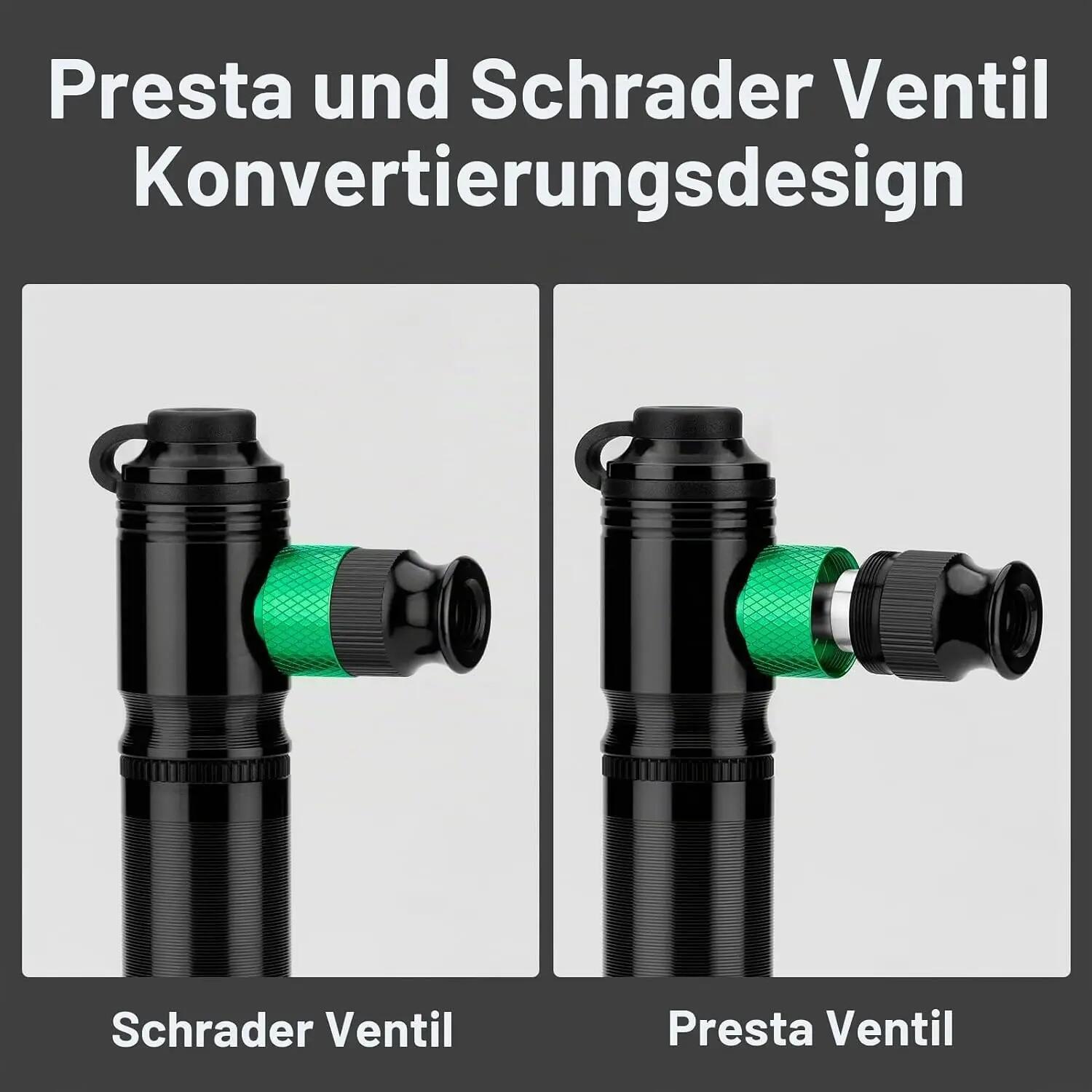 Fahrrad-Minipumpe Aluminium 110PSI für Presta & Schrader Ventile 3/7