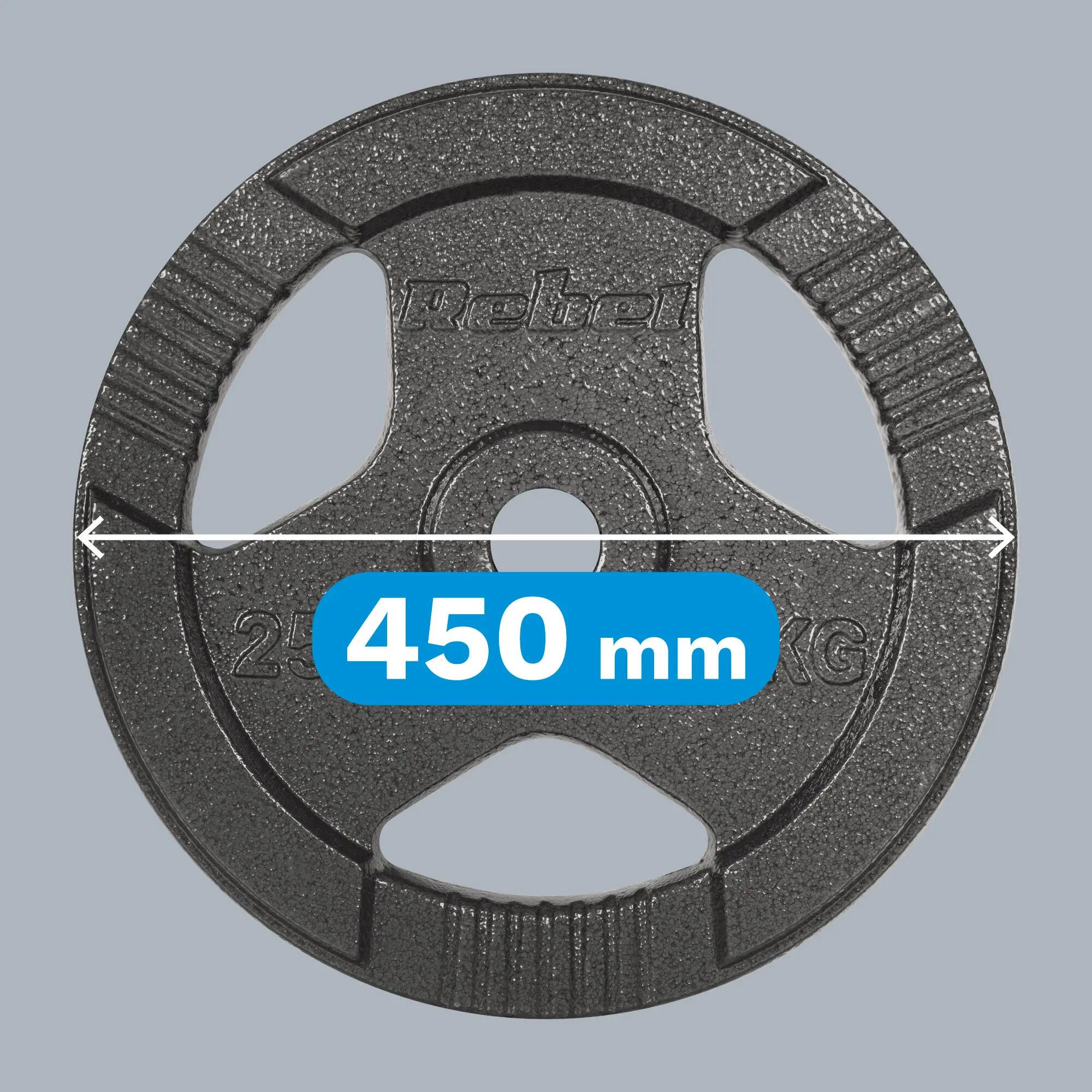 Obciążenie żeliwne olimpijskie 1x25kg otwór 51mm talerz z uchwytami Rebel 6/7