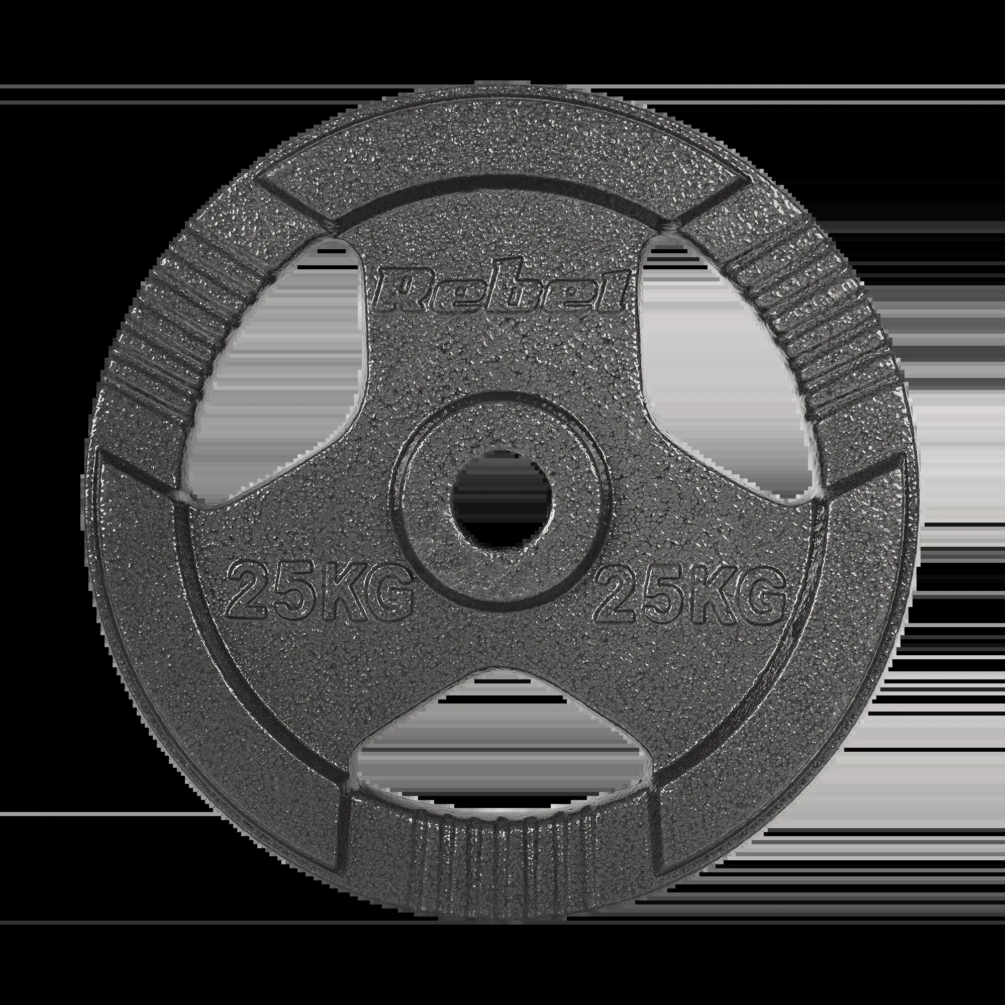 Obciążenie żeliwne olimpijskie 1x25kg otwór 51mm talerz z uchwytami Rebel 2/7