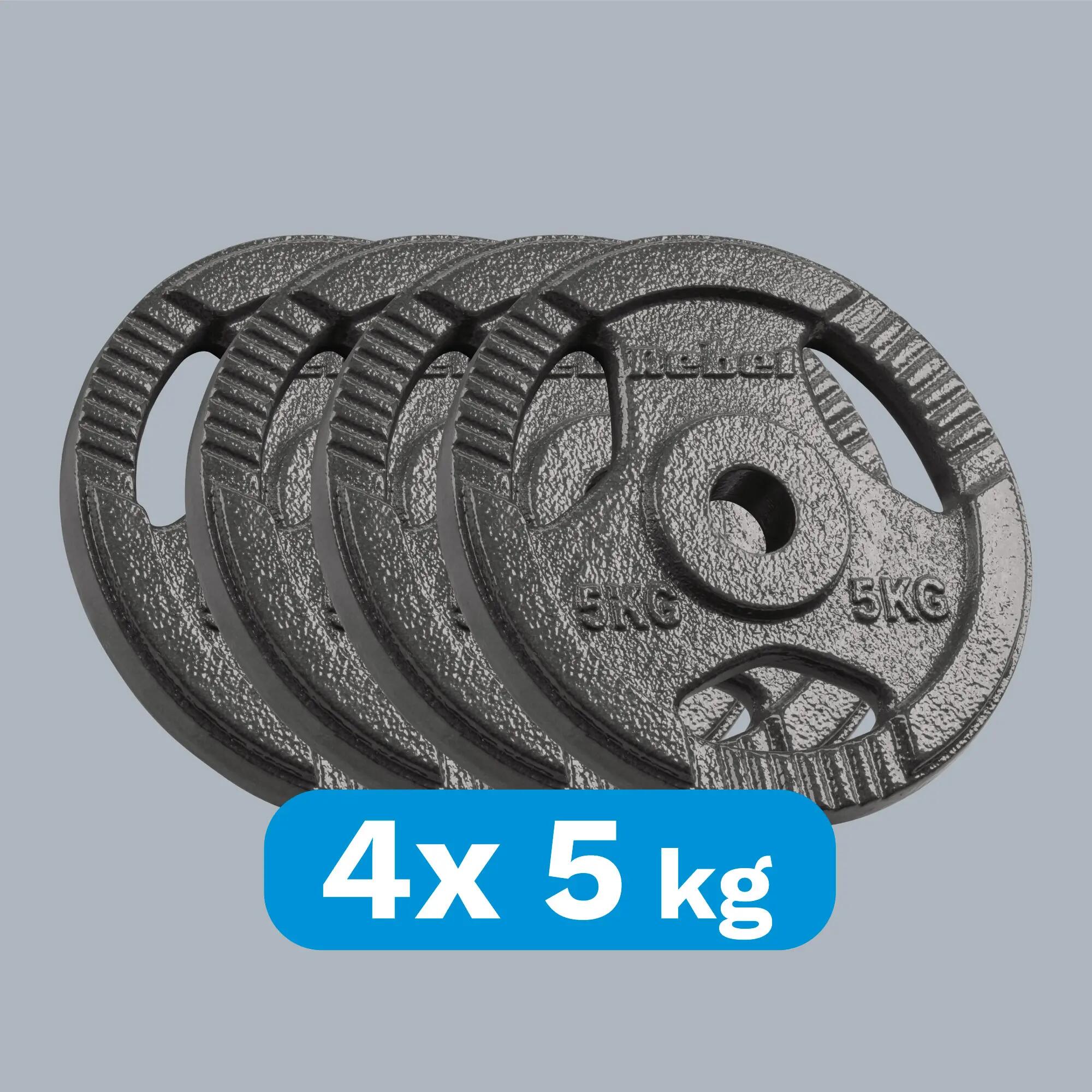 Gusseisen Gewicht Satz 4x5kg 20kg Loch 31mm Platte mit Griffen REBEL 5/7