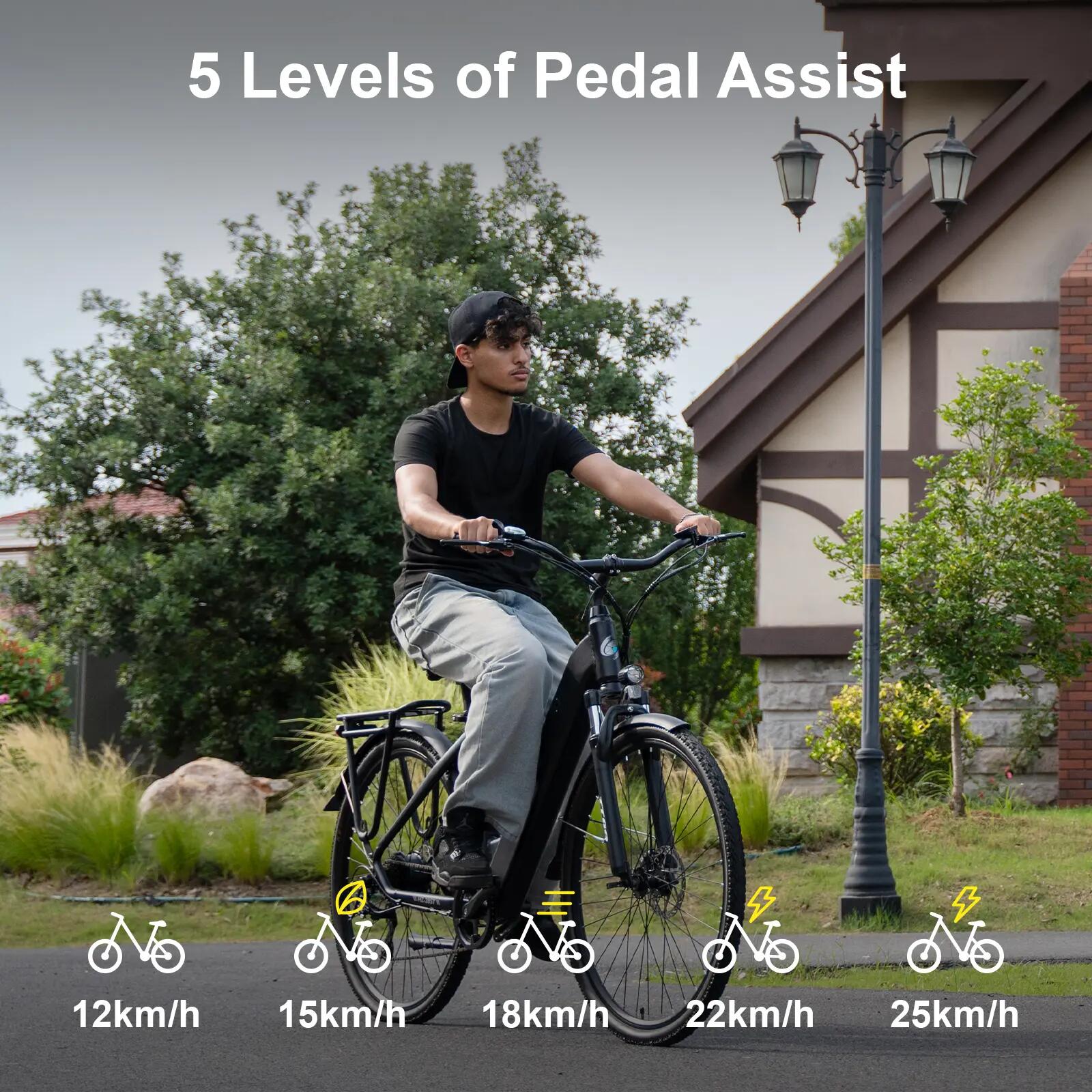 Bicicleta eléctrica para adultos HZ28ST, neumáticos 700C × 45C, batería 36V 20Ah 8/12