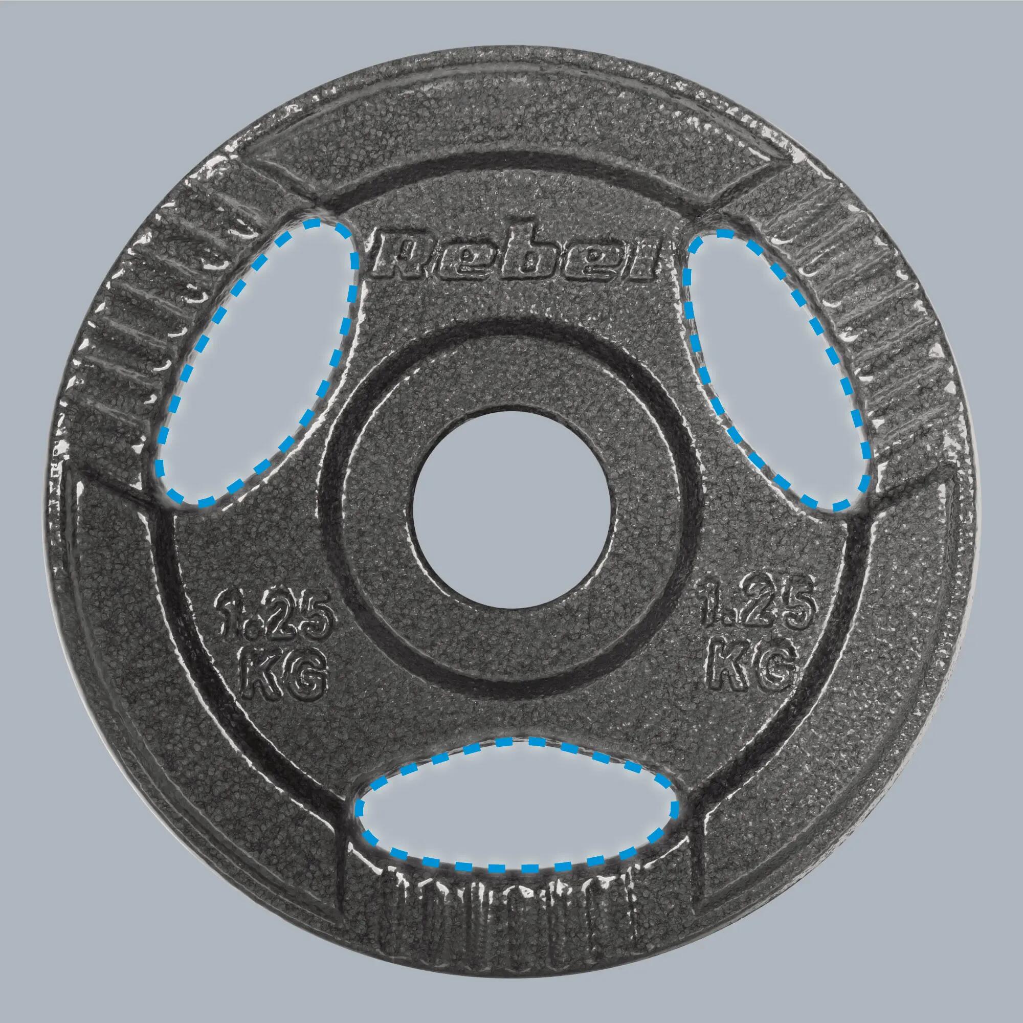 Obciążenie żeliwne zestaw 4x1.25kg 5kg otwór 31mm talerz z uchwytami Rebel 7/7