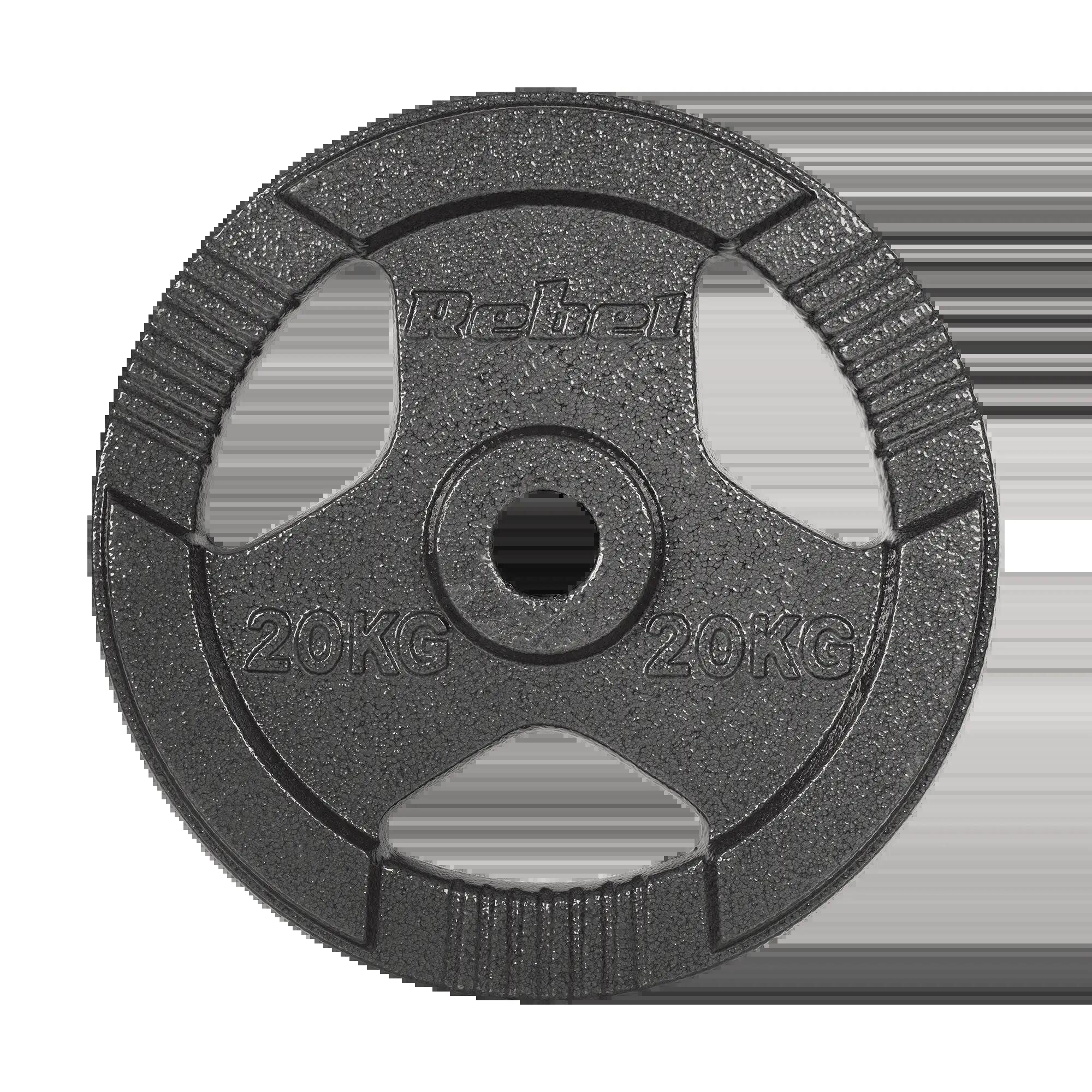 Obciążenie żeliwne olimpijskie 1x20kg otwór 51mm talerz z uchwytami Rebel 2/7