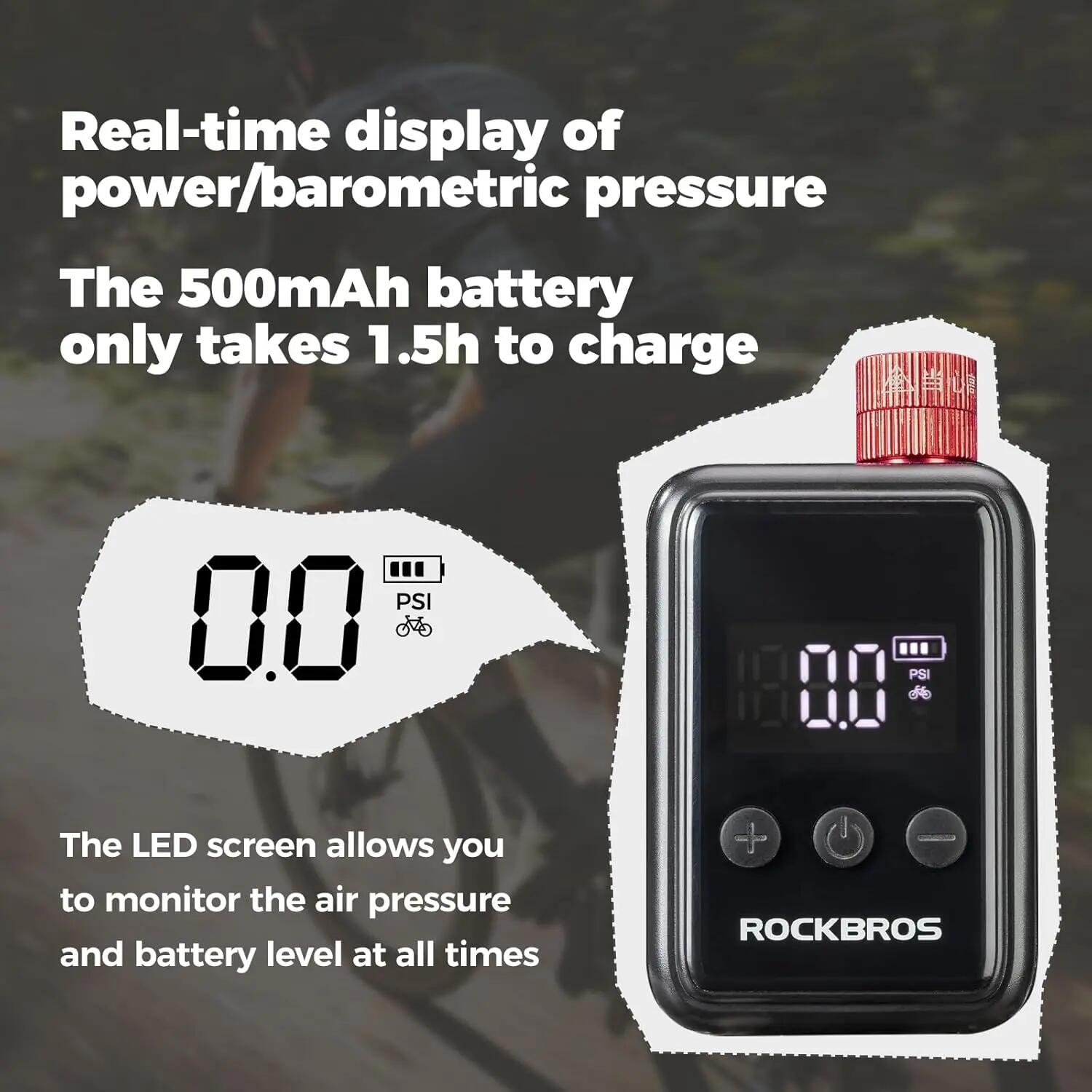 Elektrische Minipumpe 150PSI USB-C mit LED für Presta & Schrader 3/7