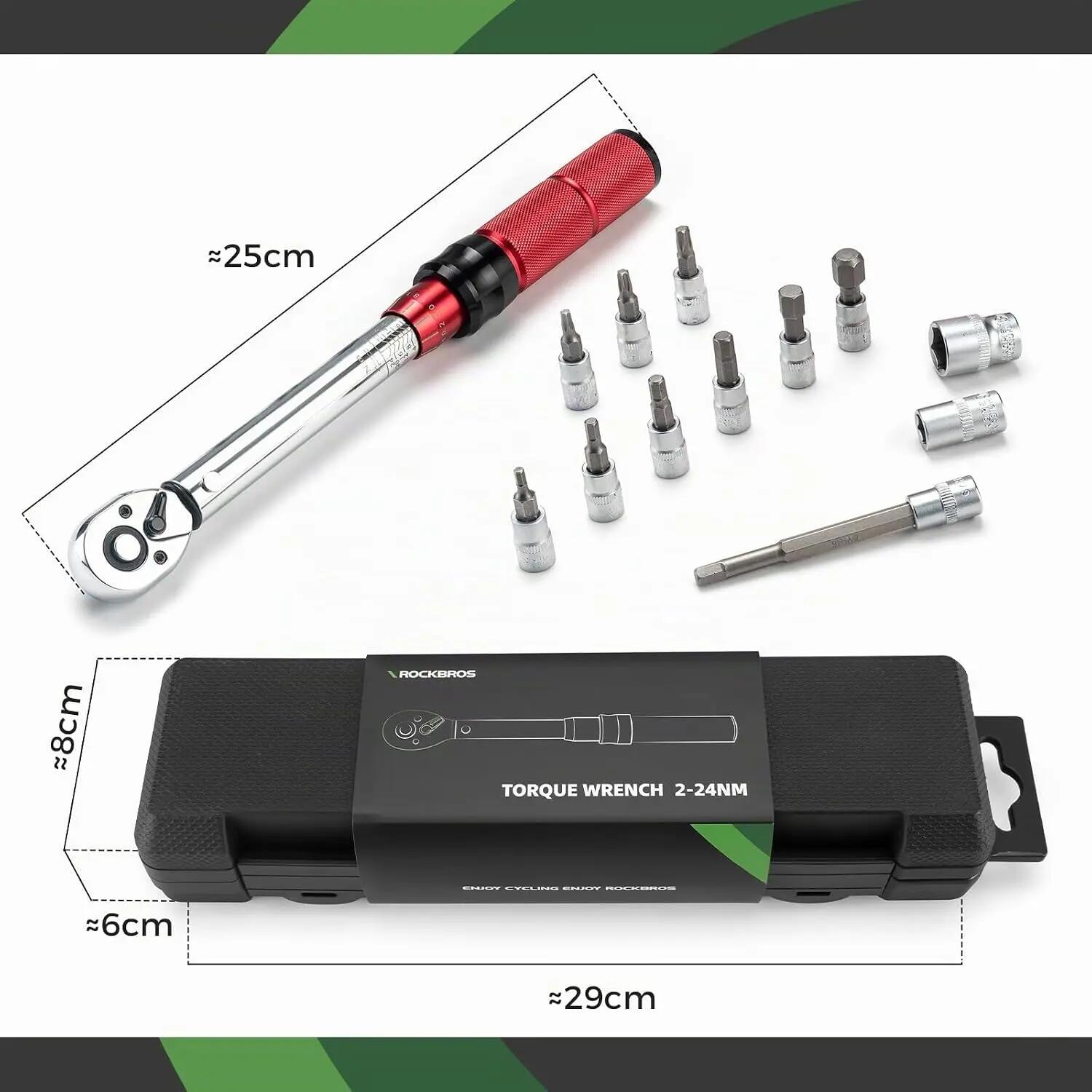 Drehmomentschlüssel-Set 2-24 Nm mit 72-Zahn Ratsche für Fahrrad & E-Bike 6/6