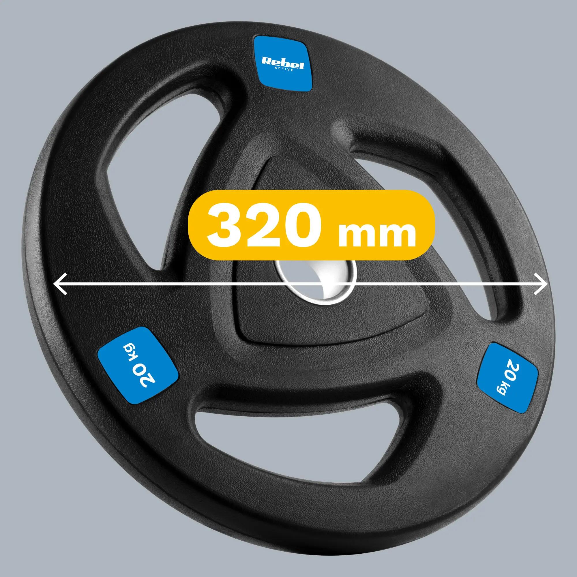 Obciążenie żeliwne olimpijskie z uchwytami gumowane 20kg 51mm talerz REBEL 7/7