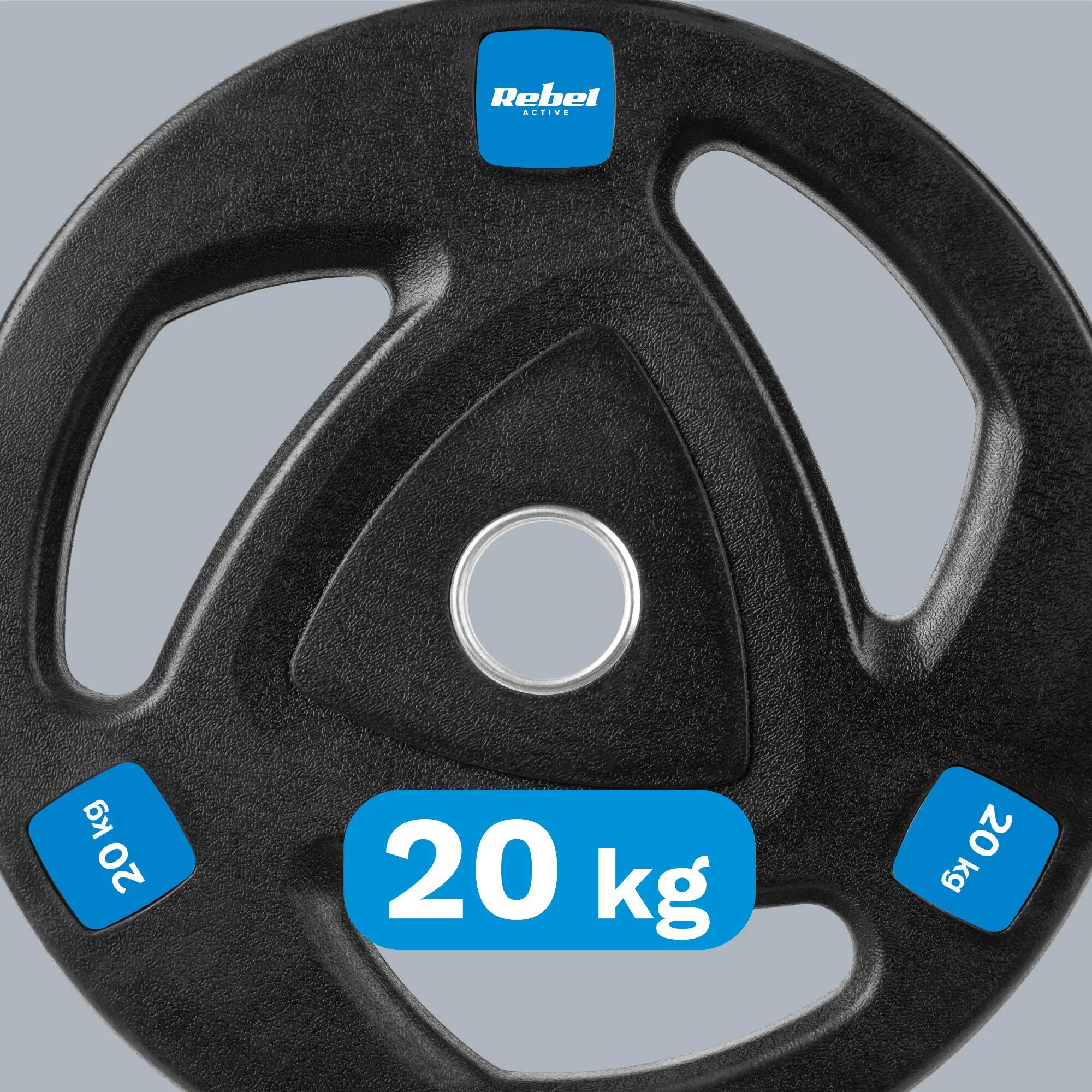 Obciążenie żeliwne olimpijskie z uchwytami gumowane 20kg 51mm talerz REBEL 4/7