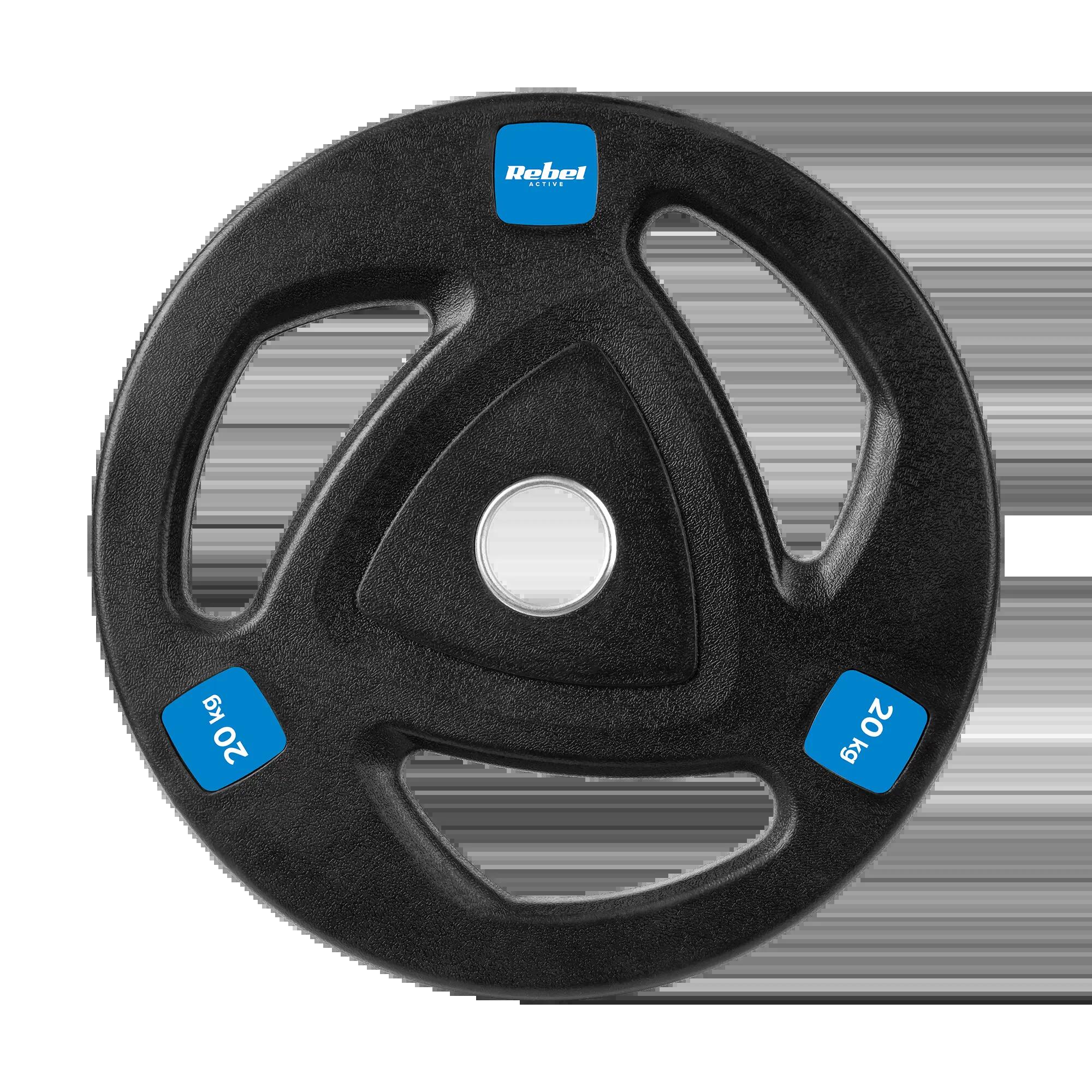 Obciążenie żeliwne olimpijskie z uchwytami gumowane 20kg 51mm talerz REBEL 2/7