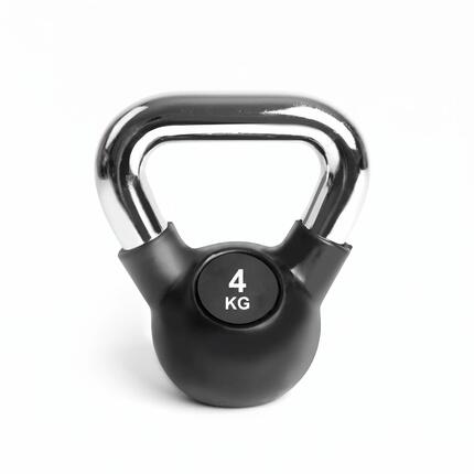 Kettlebell Krafttraining Gusseisen gummiert verchromter Griff 4 kg