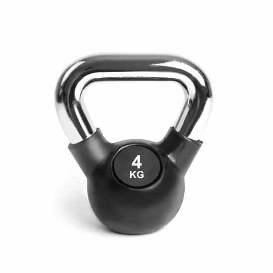 Kettlebell Krafttraining Gusseisen gummiert verchromter Griff 4 kg