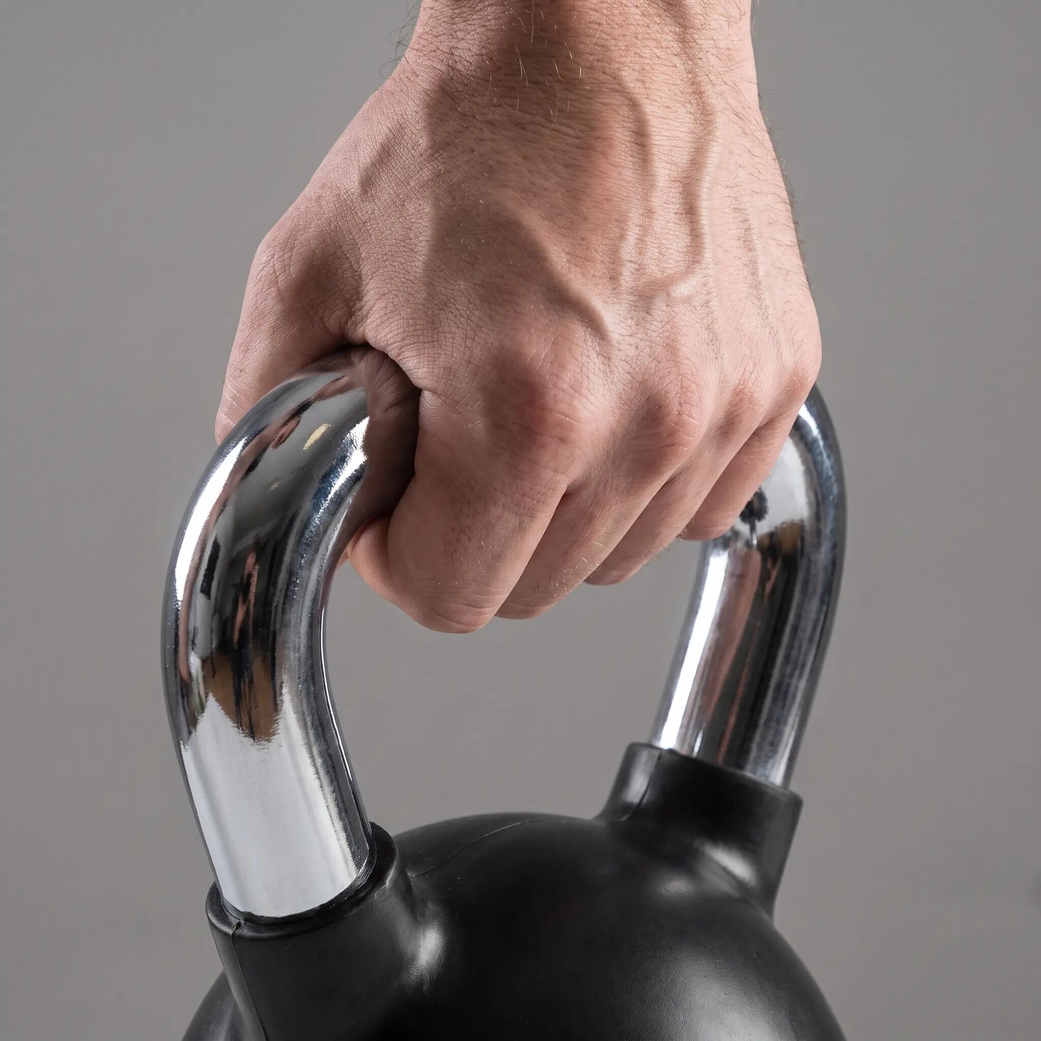 Kettlebell Krafttraining Gusseisen gummiert verchromter Griff 4 kg 8/10