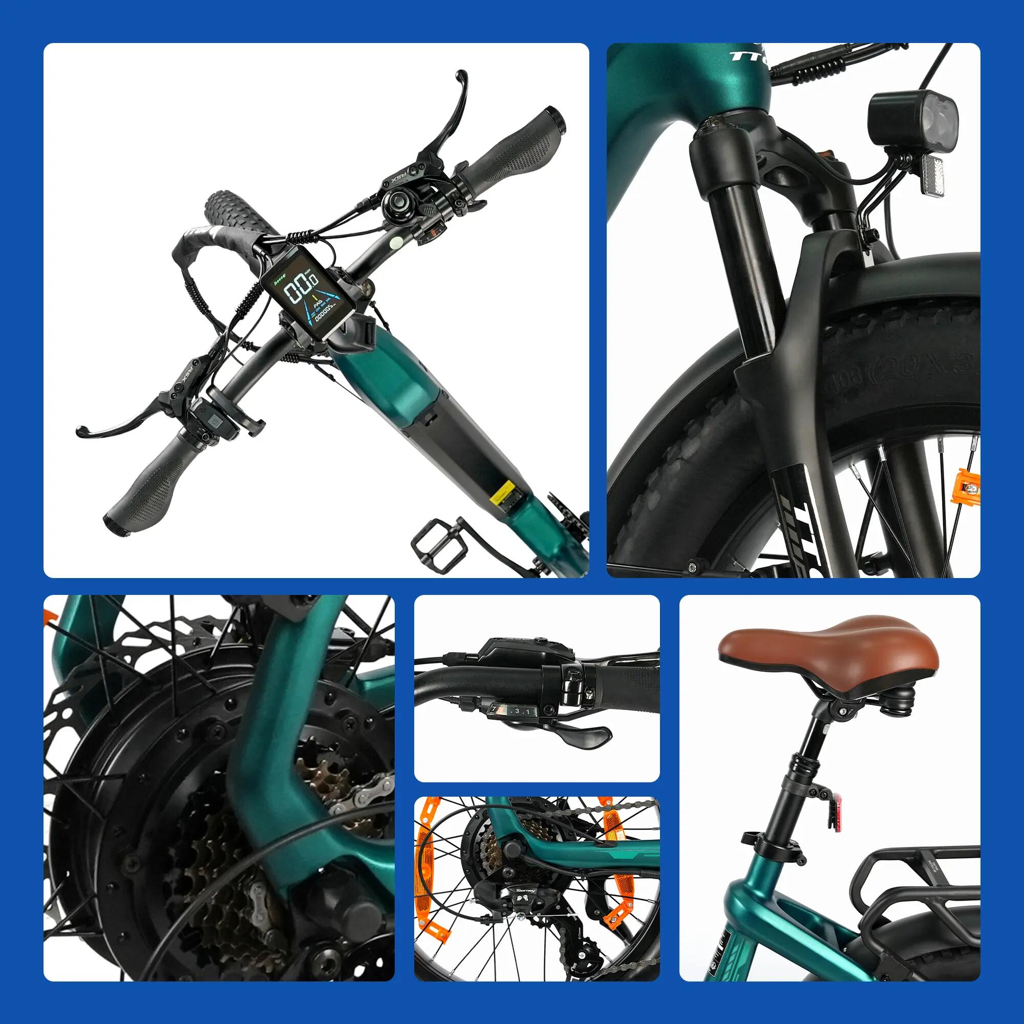 Bicicletta elettrica per adulti F8, batteria 48V 18Ah, pneumatico da 20". 12/13